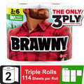 (4 pack) Brawny Tear-a-Square 3-Ply Paper Towels, 2 Triple Rolls