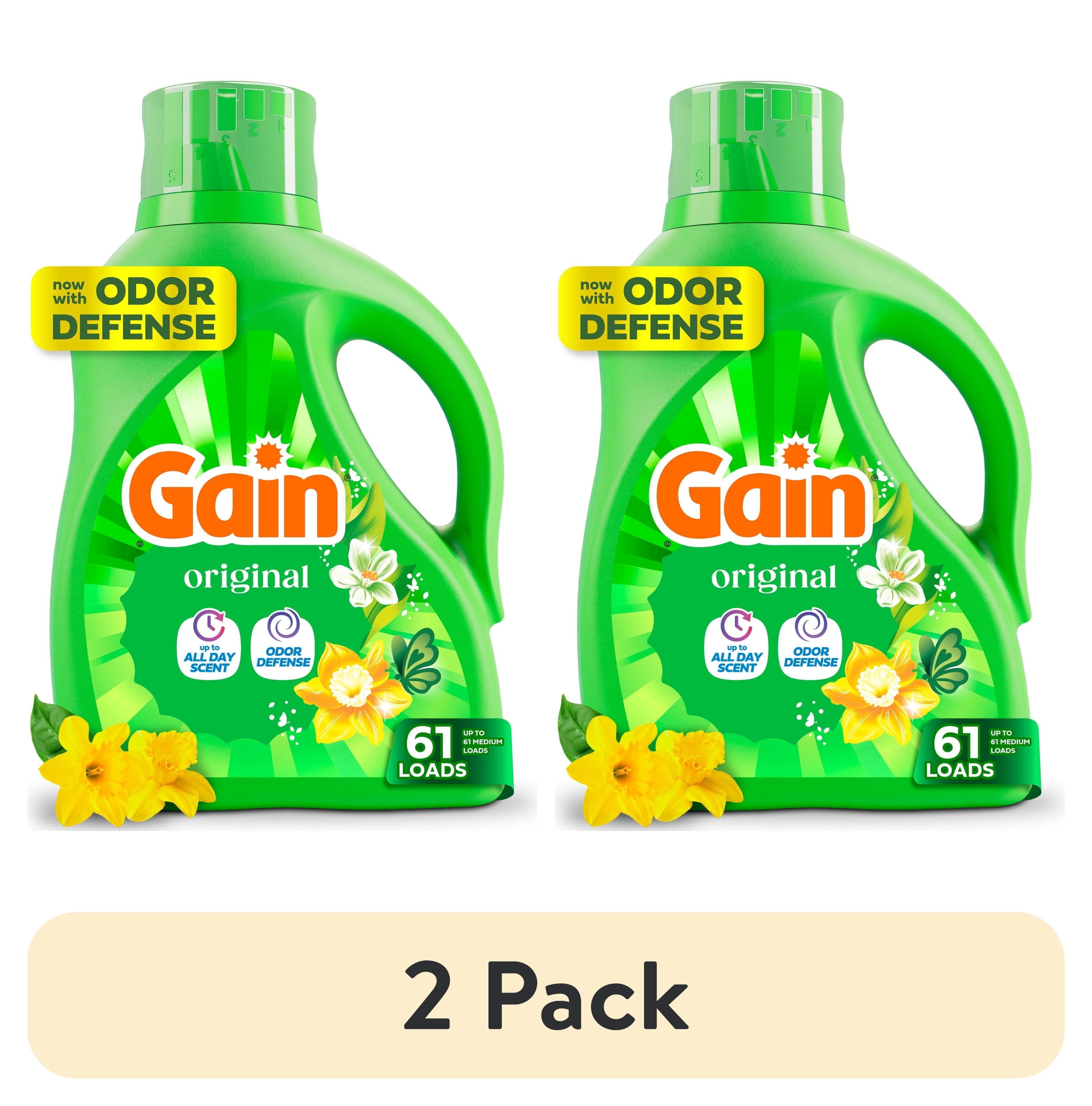 (2 pack) Gain Laundry Detergent Liquid, Now with Odor Defense, Original Scent, 81 fl oz, 61 Loads