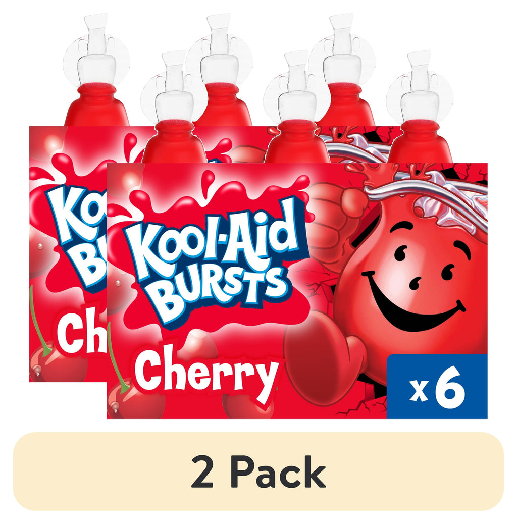 Kool-Aid Bursts Soft Drink, 6 Bottles, for School Lunches and On-the-Go Hydration, artificial flavor Cherry, Caffeine Free, 6.75 oz
