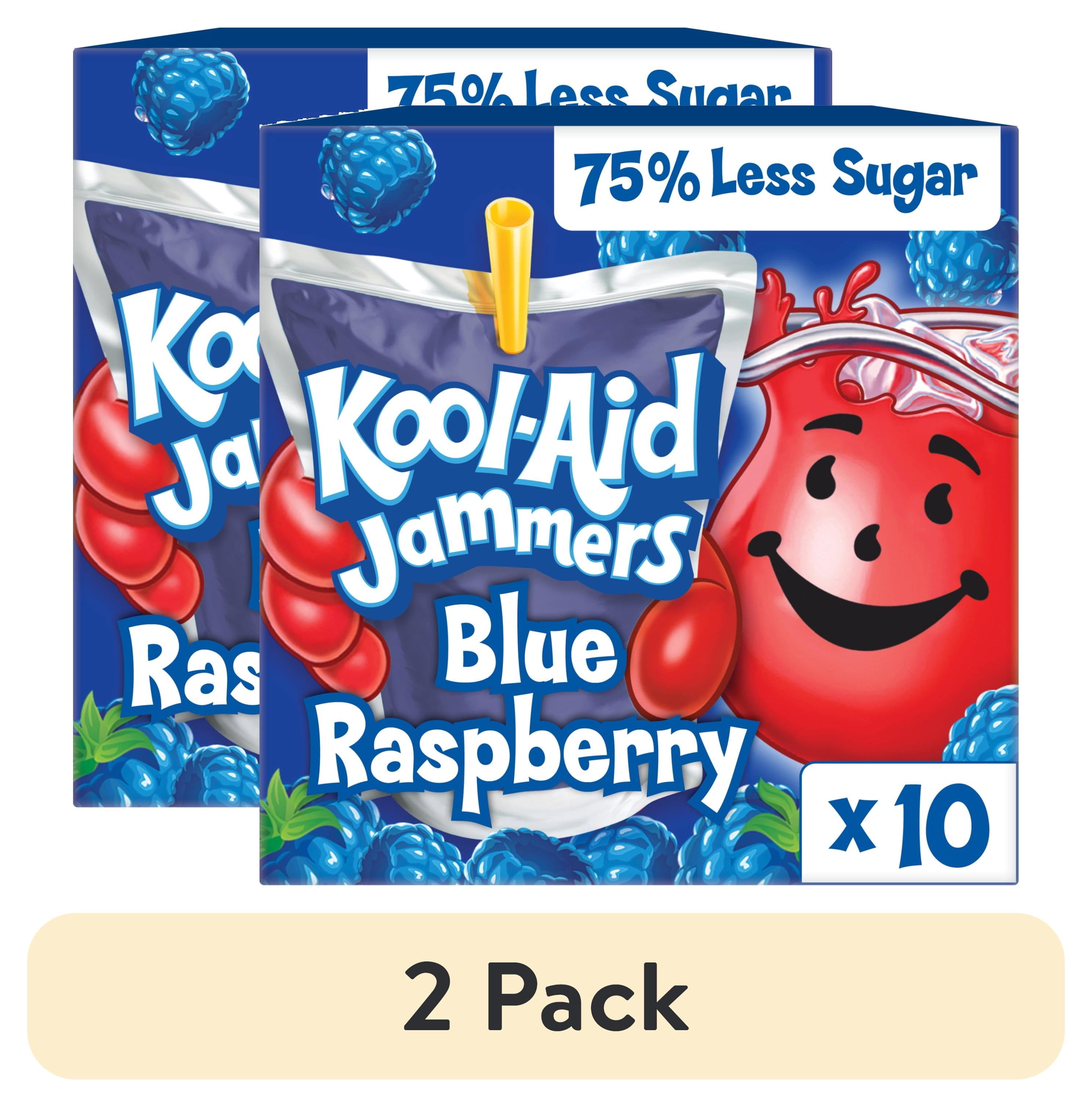 Kool-Aid Jammers Artificially Flavored Drink, 10 Pouches, for School Lunches and On-the-Go Hydration, Blue Raspberry Flavor, Excellent Source of Vitamin C, 6 fl oz