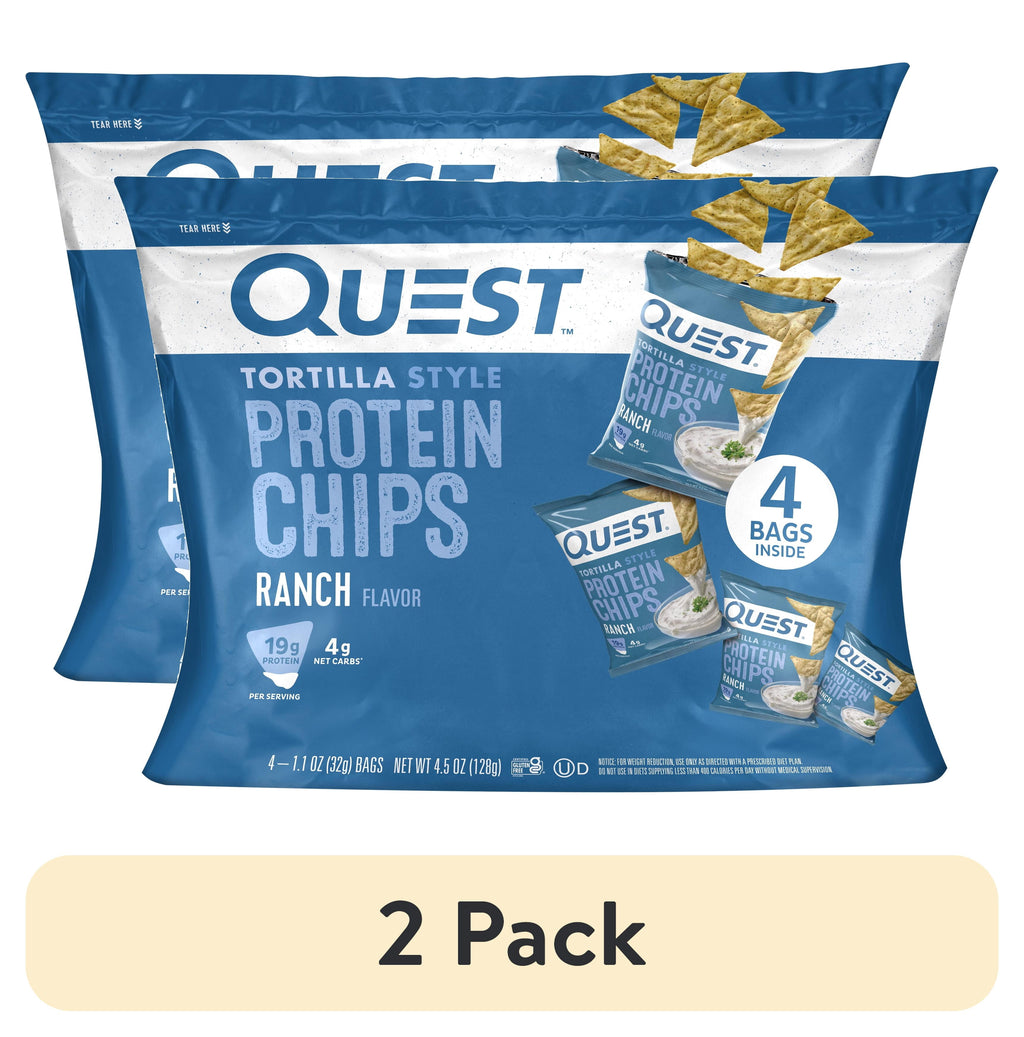 (2 pack) Quest Tortilla Style Protein Chips, Ranch, Baked, Gluten Free, 4 Count
