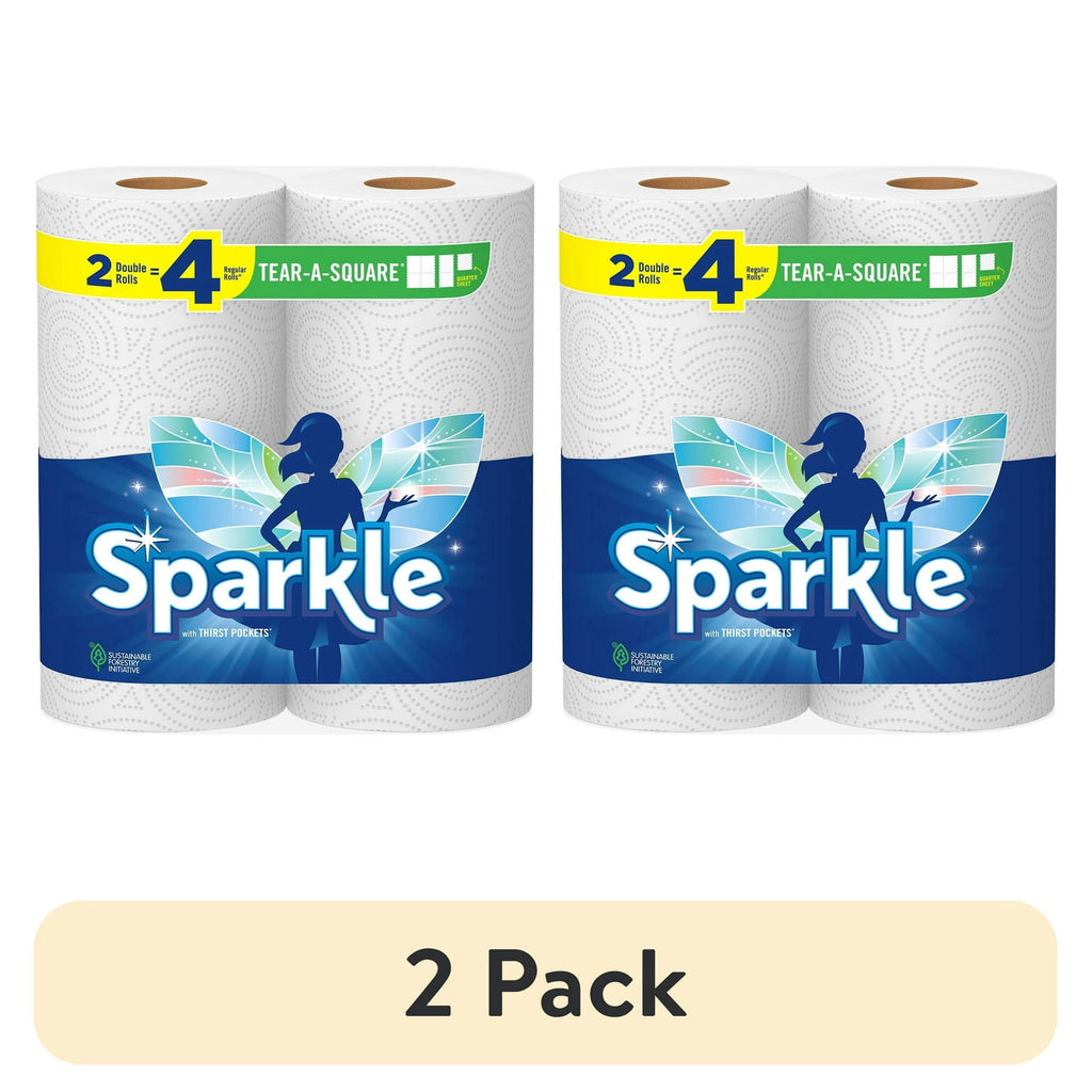 Sparkle Tear-A-Square Paper Towels, 6 Double Rolls, 110 Sheets per Roll