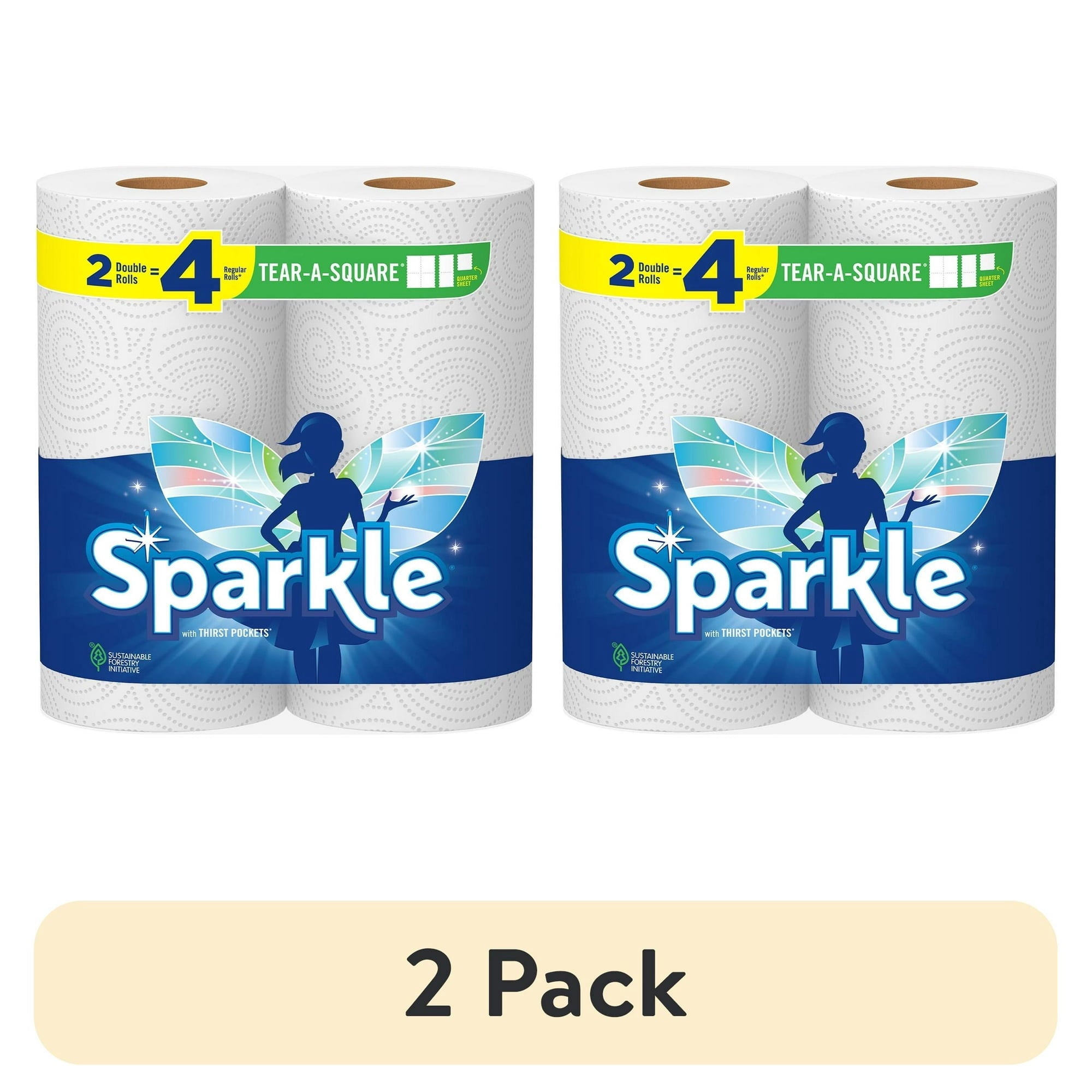 Sparkle Tear-A-Square Paper Towels, 6 Double Rolls, 110 Sheets per Roll