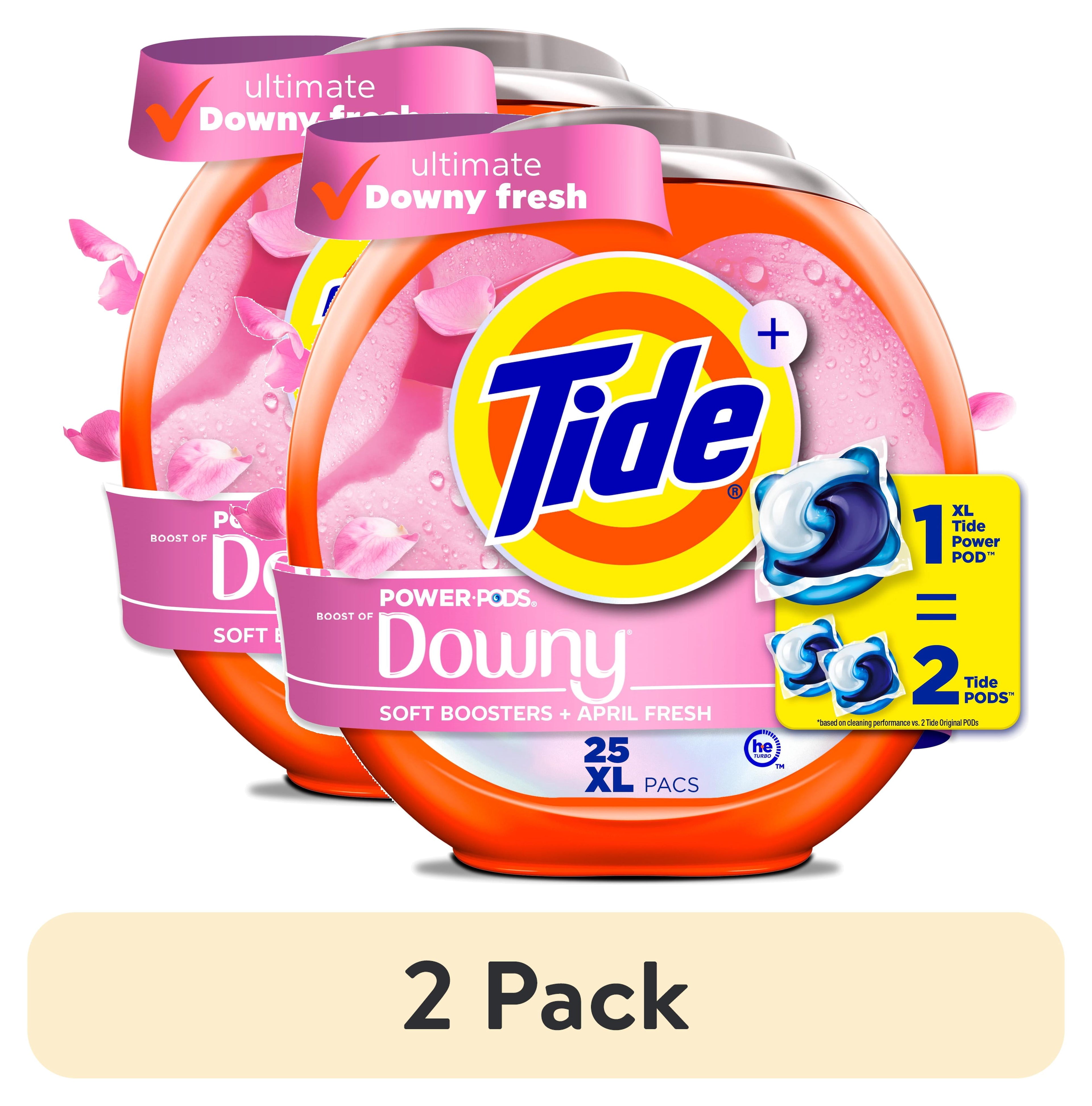 (2 pack) Tide Power PODS with Downy Soft Boosters Laundry Detergent Pacs, April Fresh Scent, 25 Count