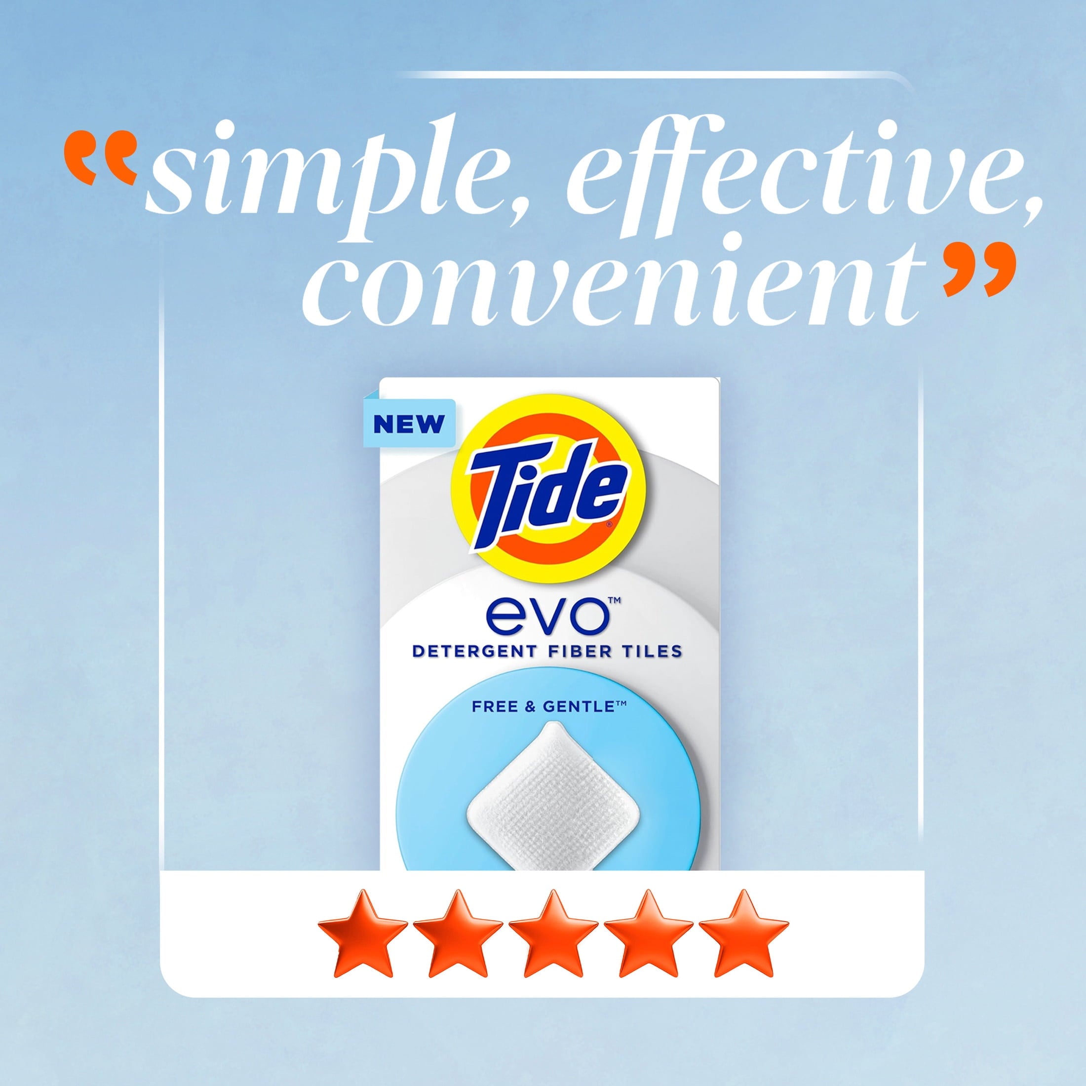 Tide evo Laundry Detergent Tiles, Free & Gentle, Hypoallergenic, Unscented, 40 Count