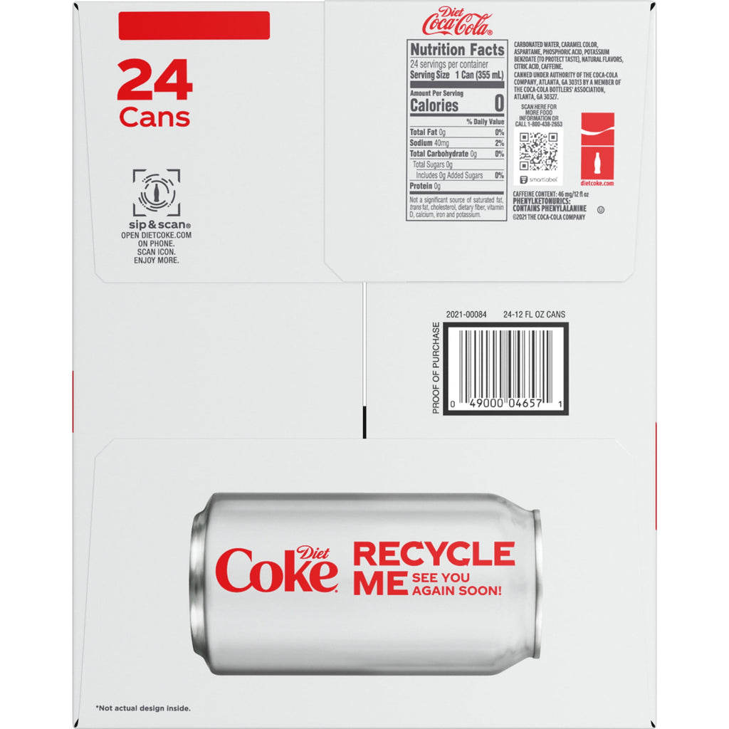 Diet Coke Soda Pop Cans, 12 fl oz, 24 Pack