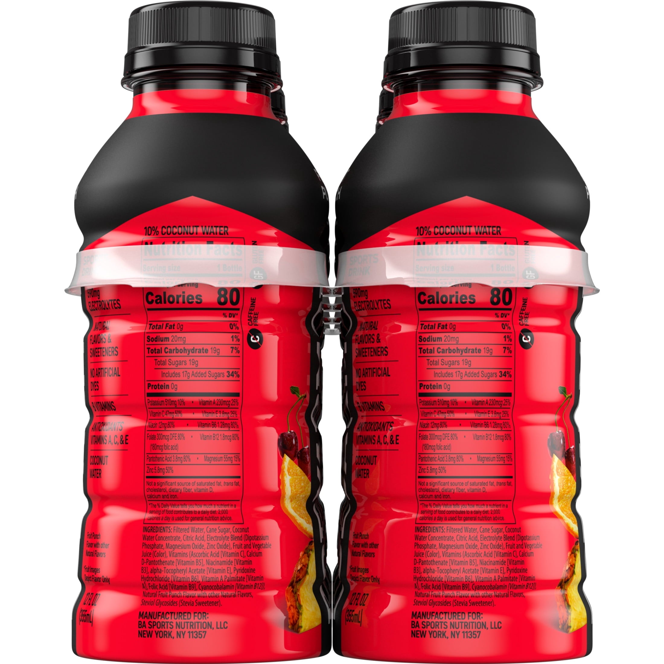 BODYARMOR Fruit Punch Electrolyte Sports Drink Bottles, 12 fl oz, 8 Pack