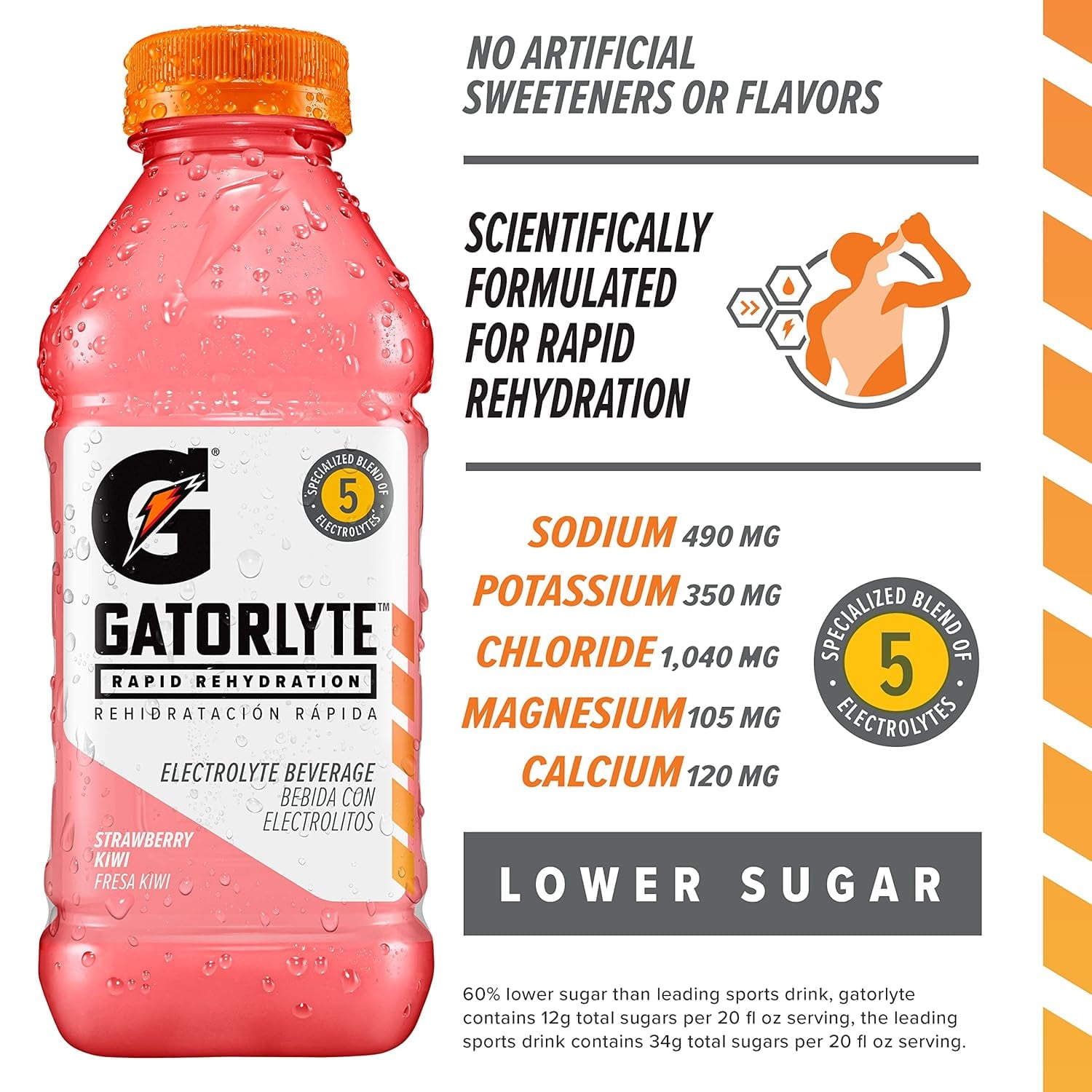 Gatorade Gatorlyte, Strawberry Kiwi Sports Drinks, 20 fl oz Bottle Rapid Rehydration Electrolyte Drink