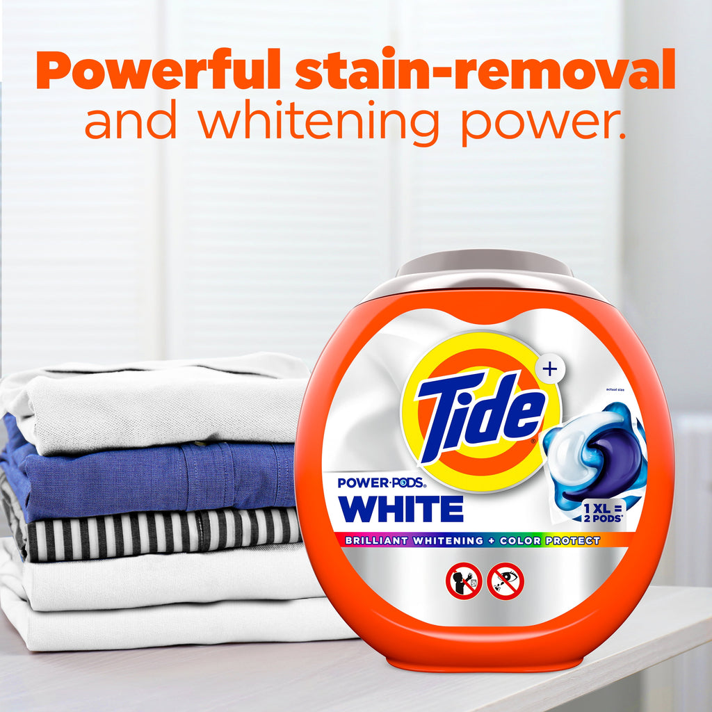 Tide Power PODS White Laundry Detergent Pacs, Brilliant Whitening + Color Protect, 18 Count