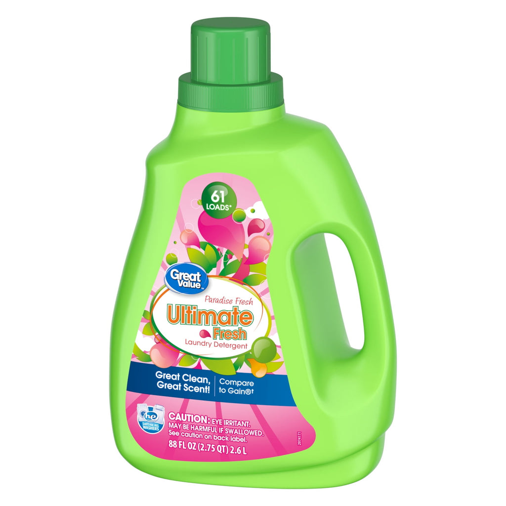 Great Value Ultimate Fresh Laundry Detergent, Paradise Fresh, 88 fl oz