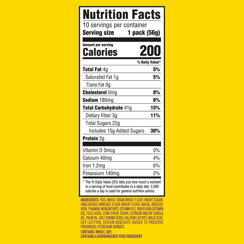NEWTONS Soft Baked Real Fruit Fig Bars, Fig Cookies, 10 Snack Packs (2 Cookies Per Pack)