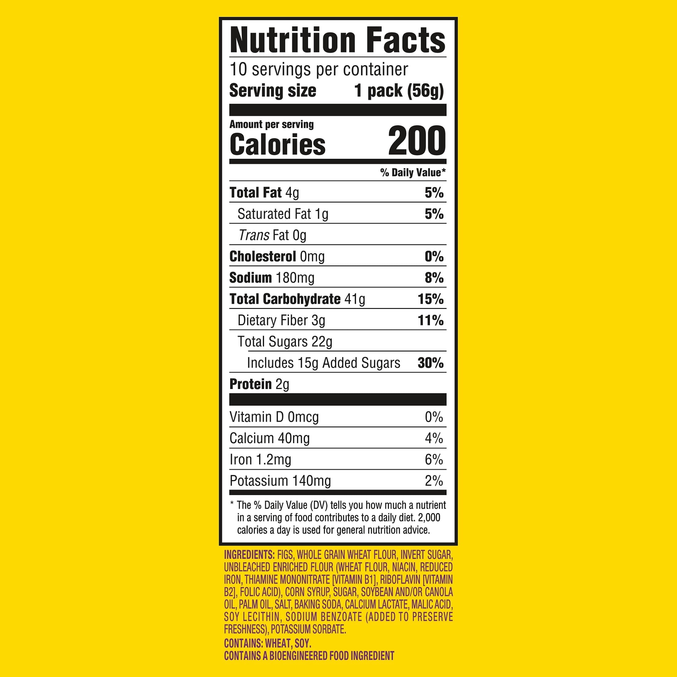 NEWTONS Soft Baked Real Fruit Fig Bars, Fig Cookies, 10 Snack Packs (2 Cookies Per Pack)
