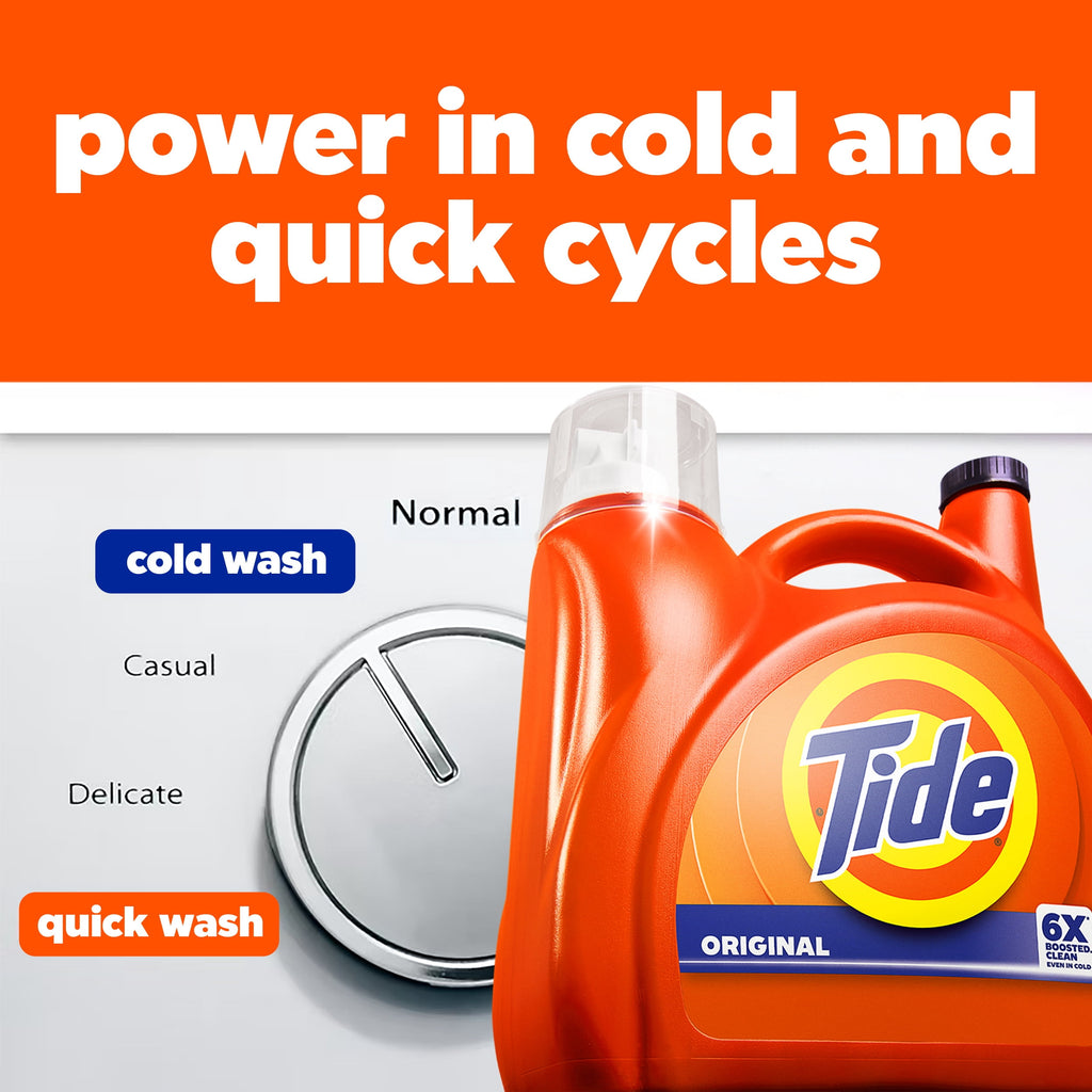 Tide Laundry Detergent Liquid with 6X Boosted Cleaning Power, Original Scent, 125 fl oz, 100 Loads
