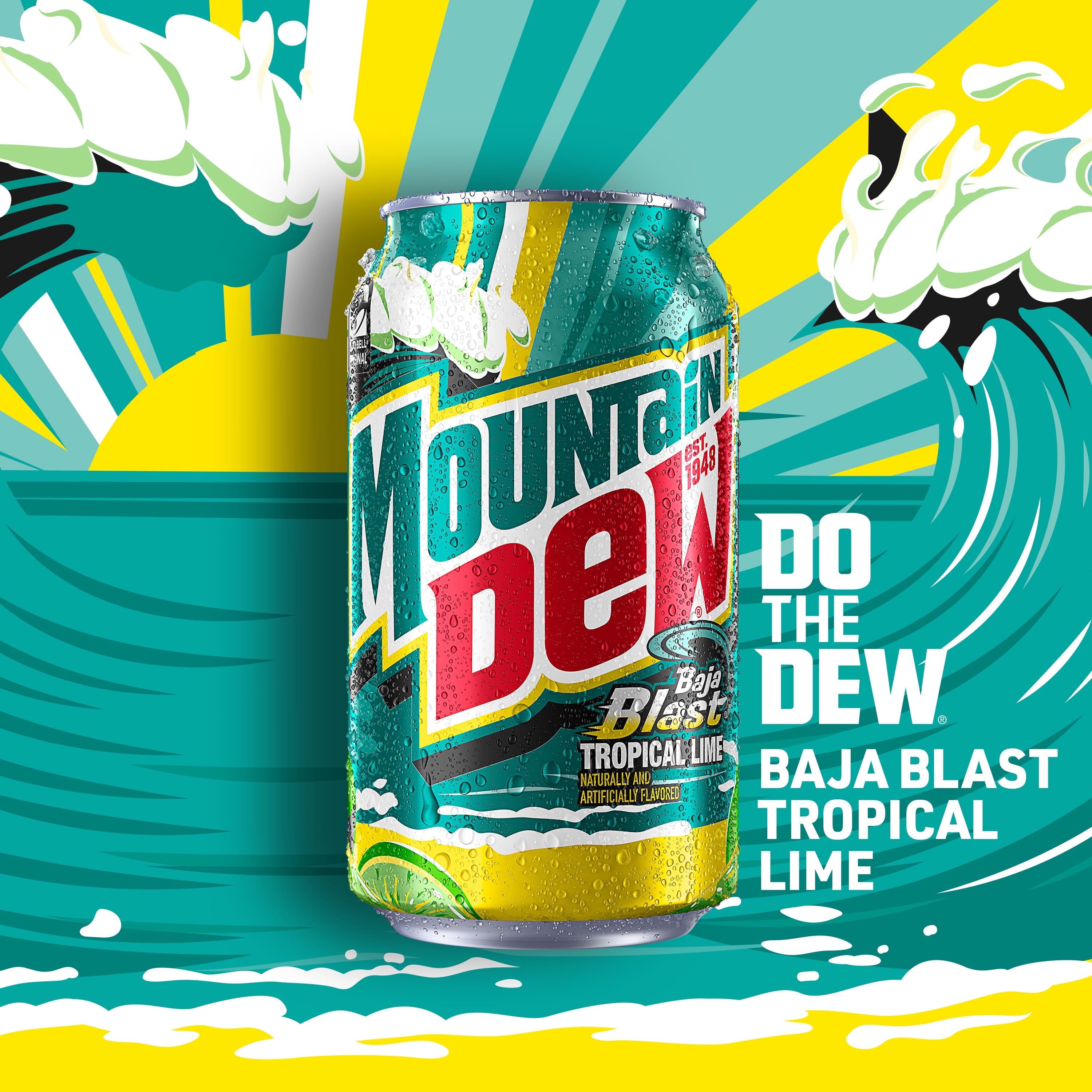 Mountain Dew Soda Pop, Baja Blast, 12 fl oz Cans, 12 Pack