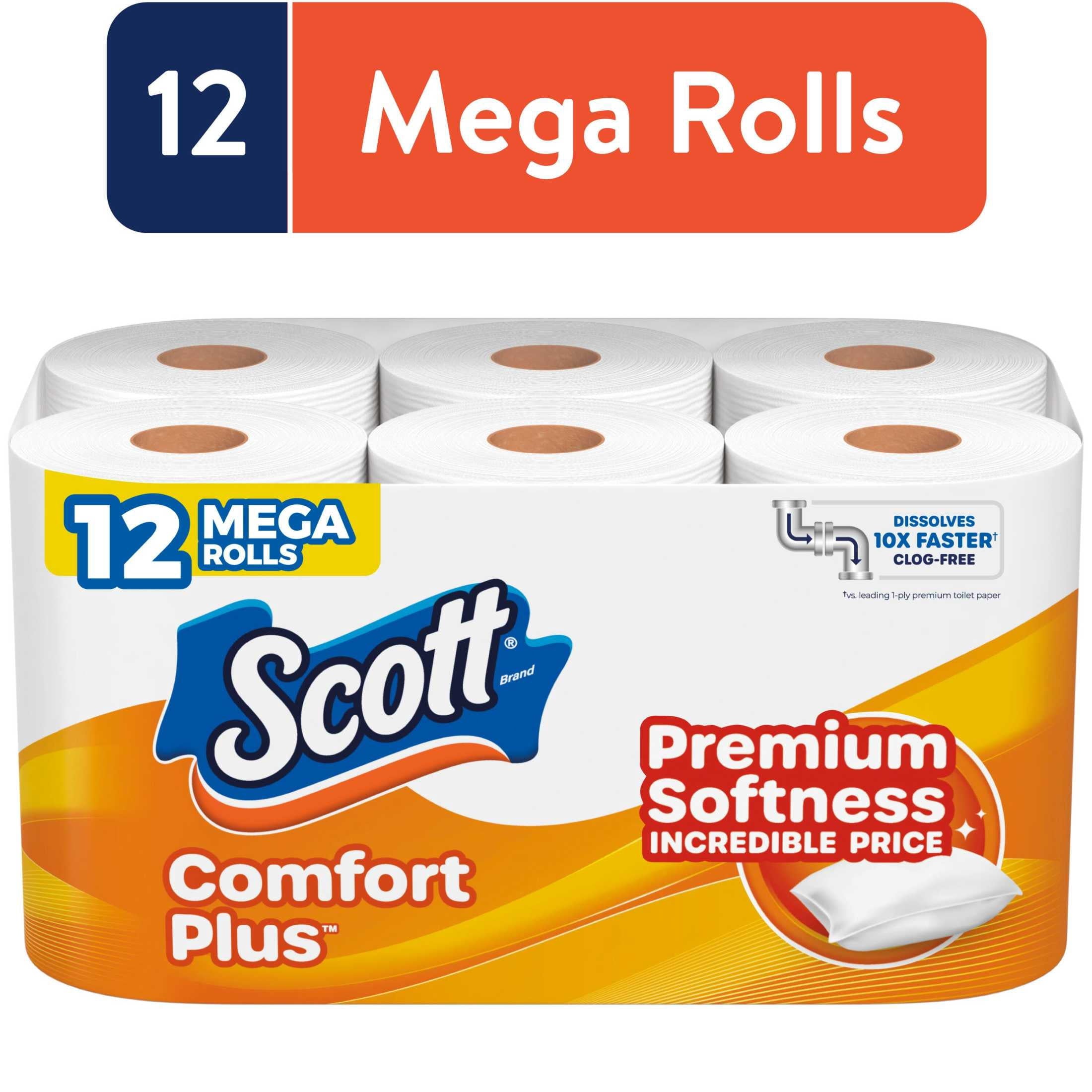 (4 pack) Scott ComfortPlus Toilet Paper, 12 Mega Rolls