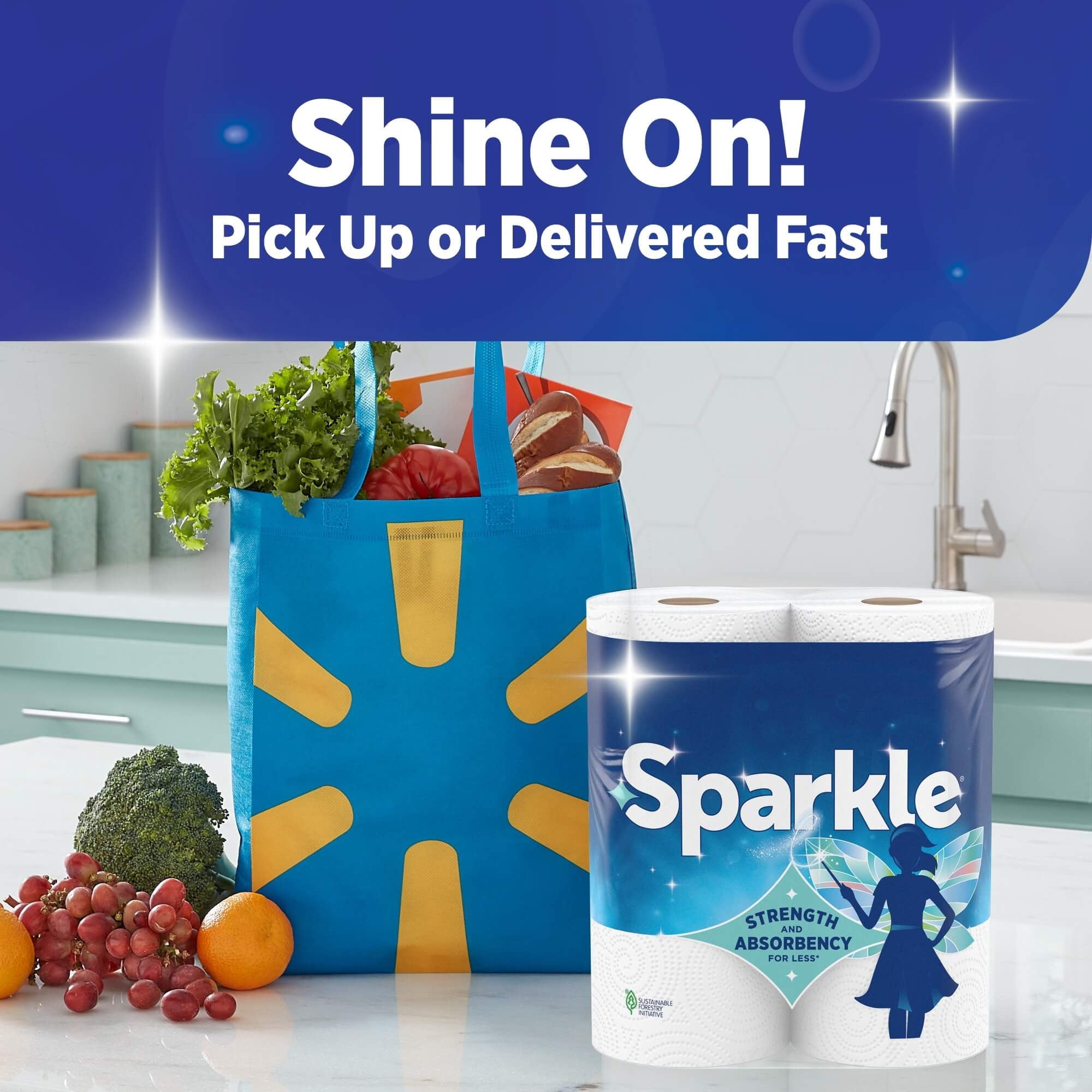 Sparkle Tear-A-Square Paper Towels, 3 Triple Rolls, 165 Sheets per Roll