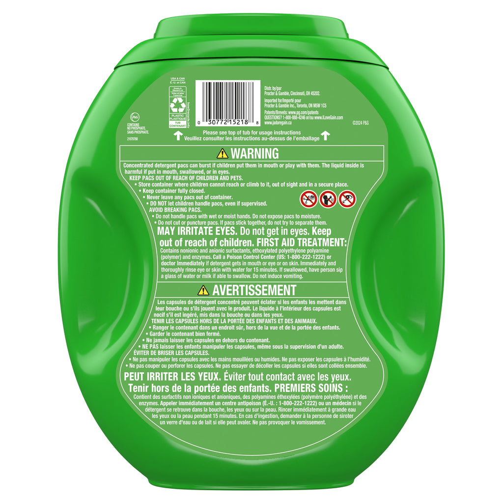 Gain Flings Laundry Detergent Pacs with Odor Defense, Super Fresh Blast Scent, 102 Count