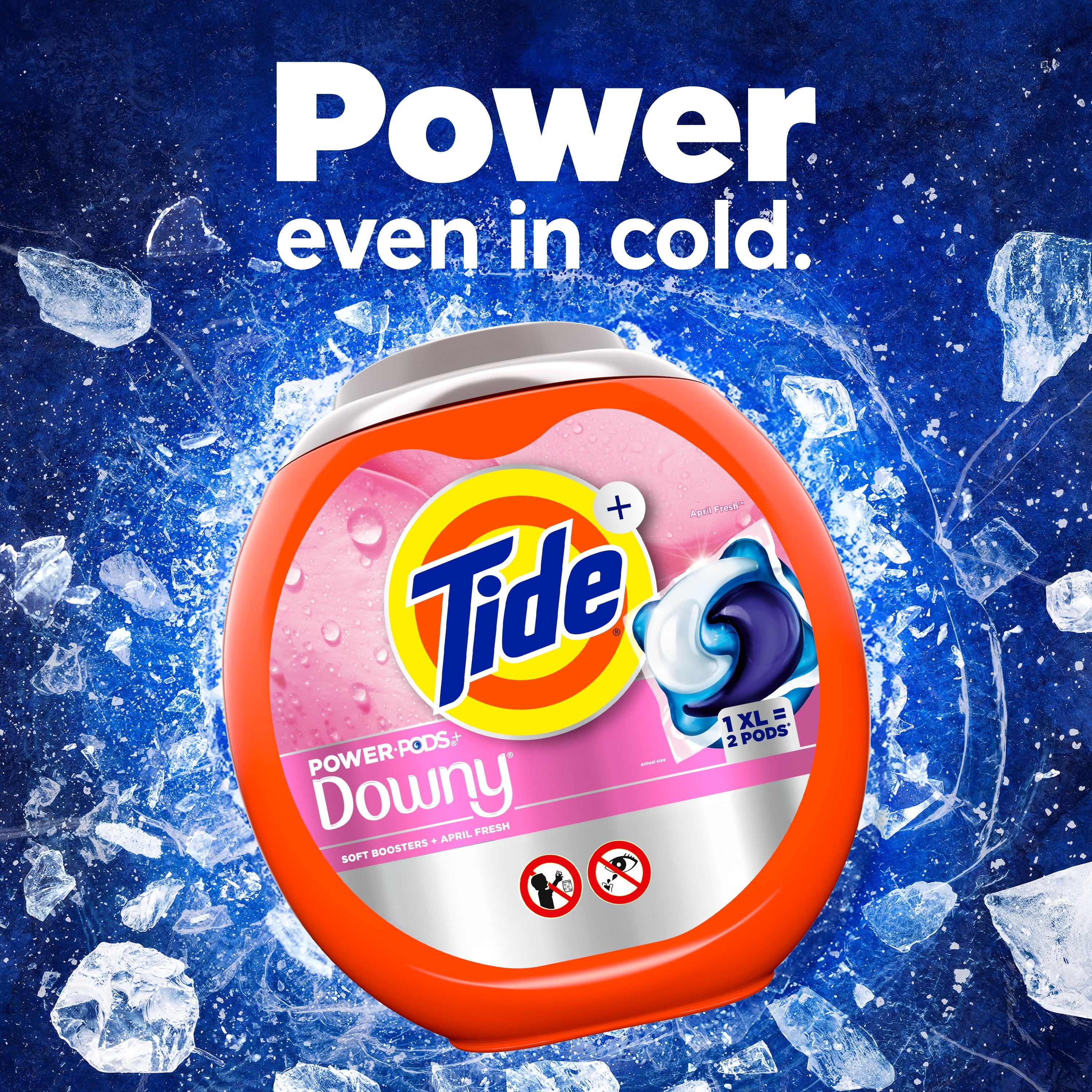 (2 pack) Tide Power PODS with Downy Soft Boosters Laundry Detergent Pacs, April Fresh Scent, 25 Count