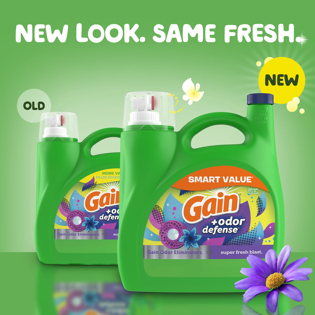Gain Liquid Laundry Detergent Odor Defense, Super Fresh Blast Scent, 194 fl oz, 134 Loads