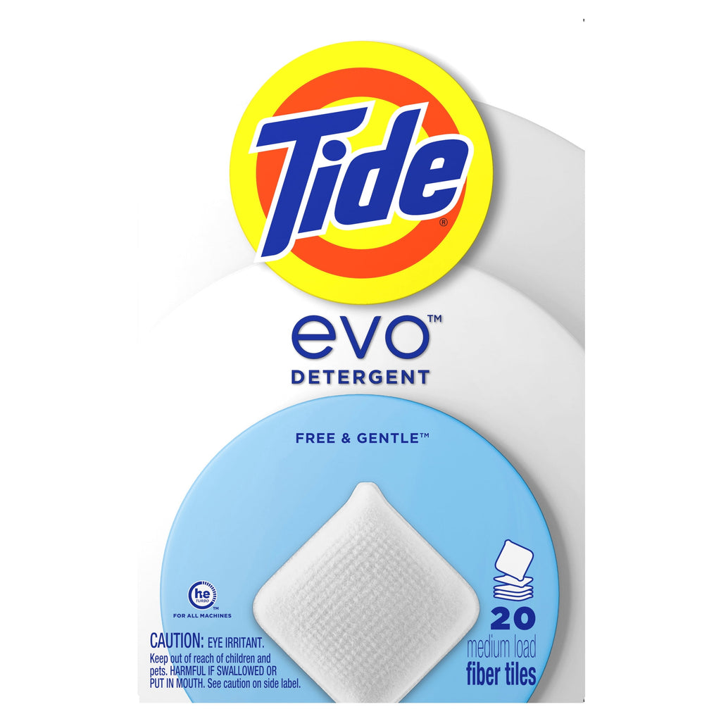 Tide evo Laundry Detergent Tiles, Free & Gentle, Hypoallergenic, Unscented, 40 Count