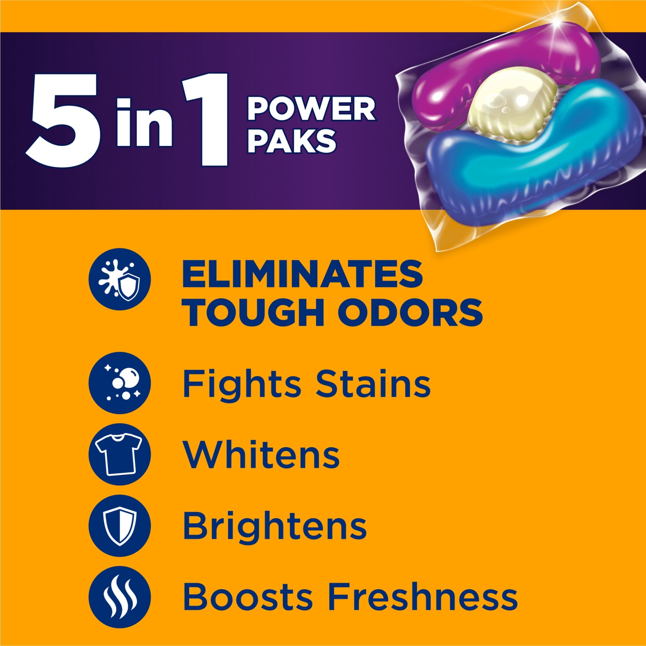 ARM & HAMMER Plus OxiClean With Odor Blasters Laundry Detergent, 5-IN-1 Power Paks, 72 Ct