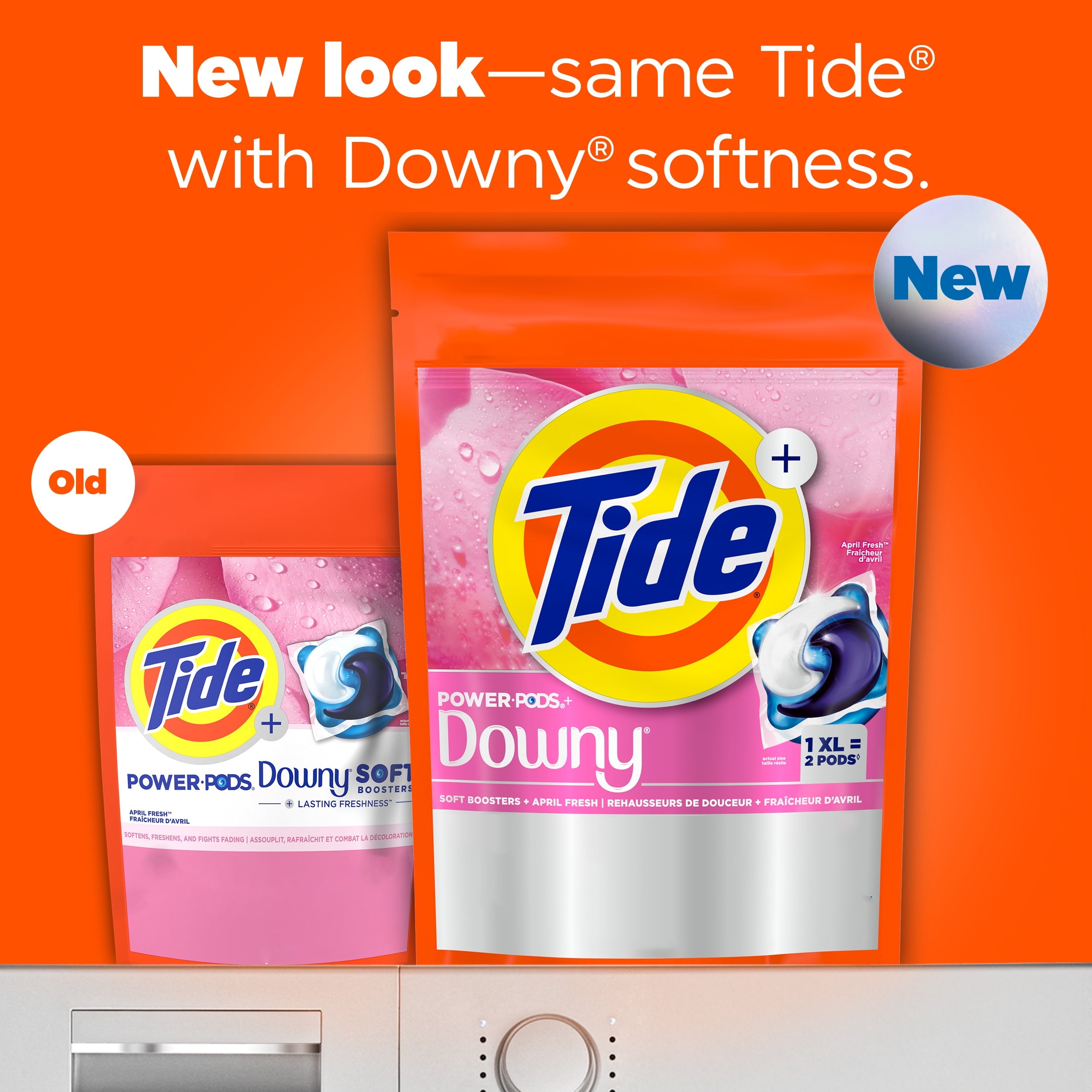 Tide Power PODS Laundry Detergent Pacs with Downy Soft Boosters, April Fresh Scent, 45 Count