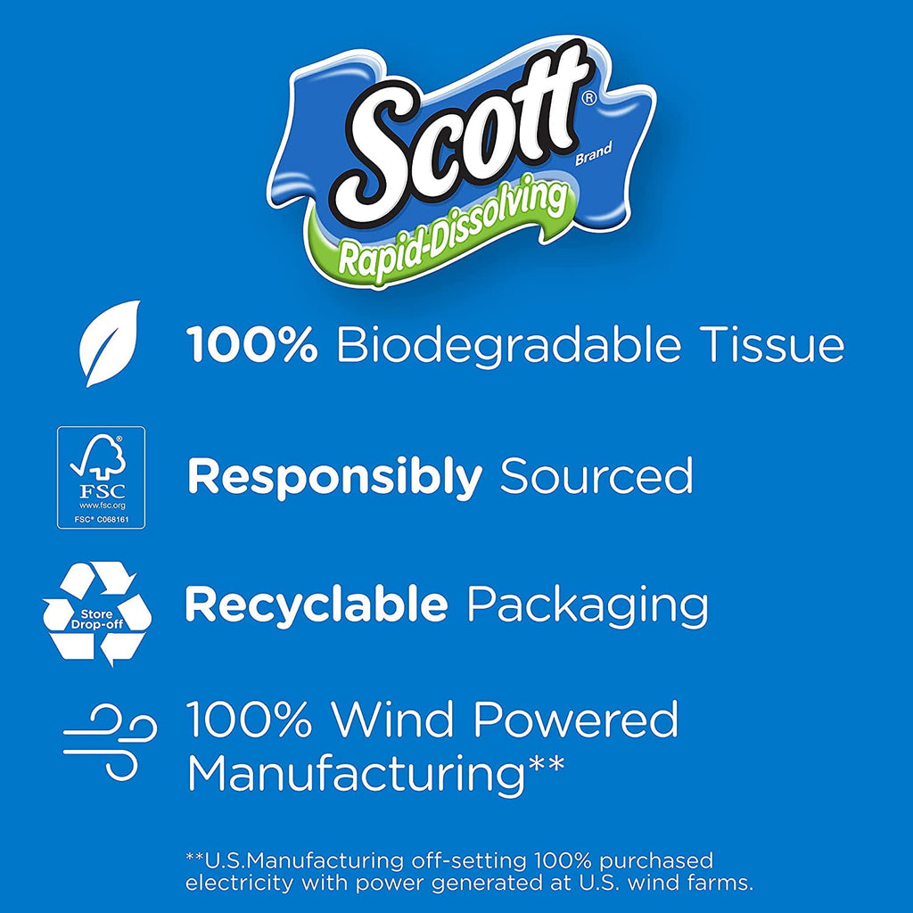 Scott Rapid-Dissolving Toilet Paper for RVs & Boats, 48 Double Rolls (6 Packs of 8 Rolls)