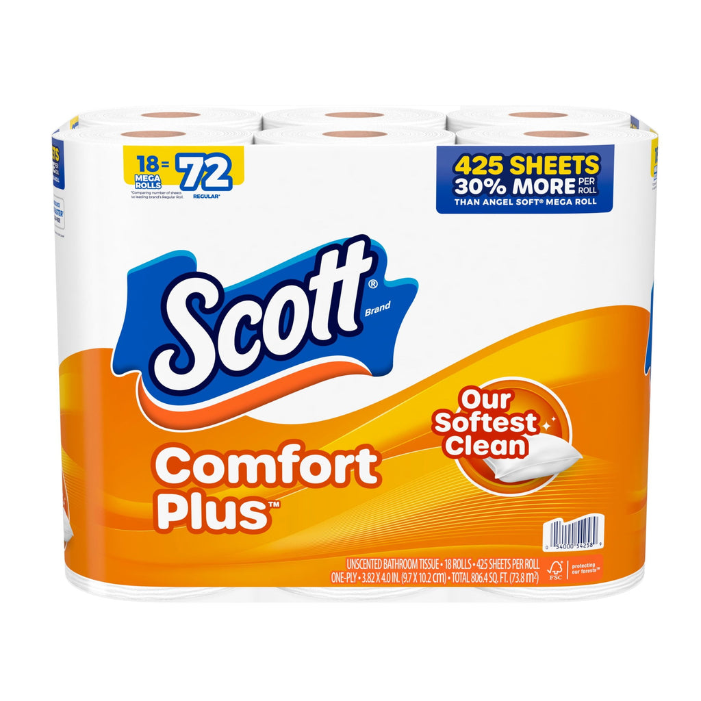 Scott ComfortPlus Toilet Paper, 18 Mega Rolls