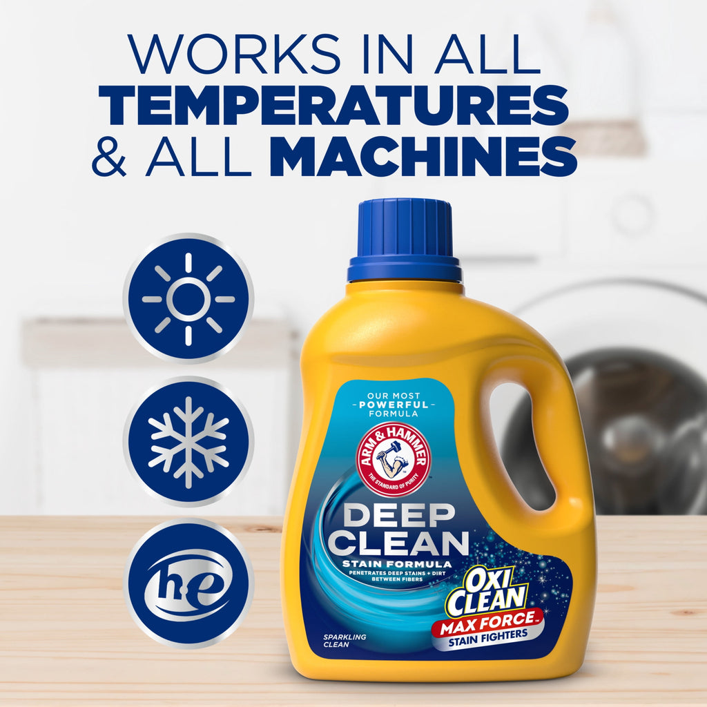 ARM & HAMMER Deep Clean OxiClean Max Force Laundry Detergent, Sparkling Clean, 102 fl oz, 68 Loads