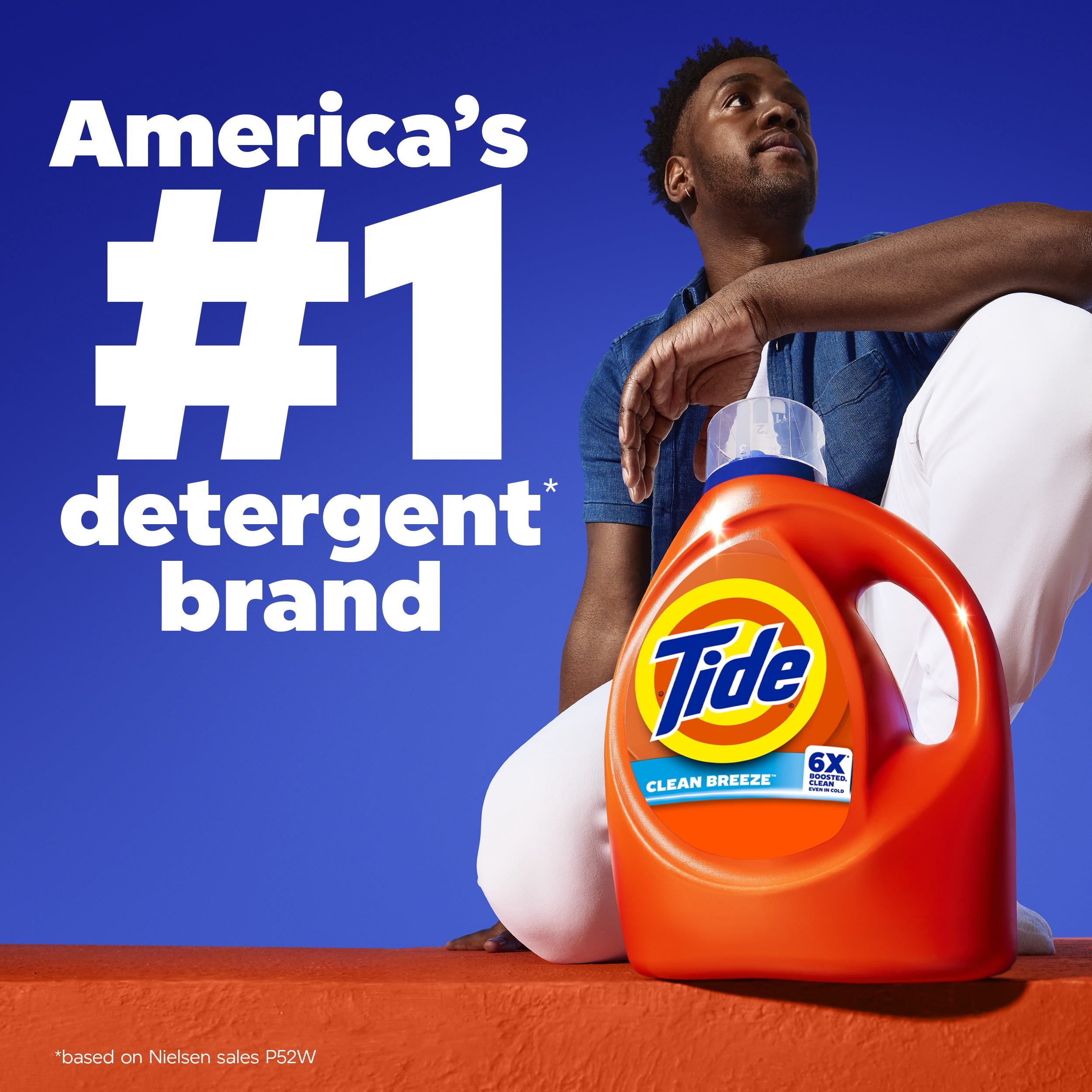 Tide Laundry Detergent Liquid, Clean Breeze Scent, 64 Loads, 80 fl oz, Works on 100% of Common Stains