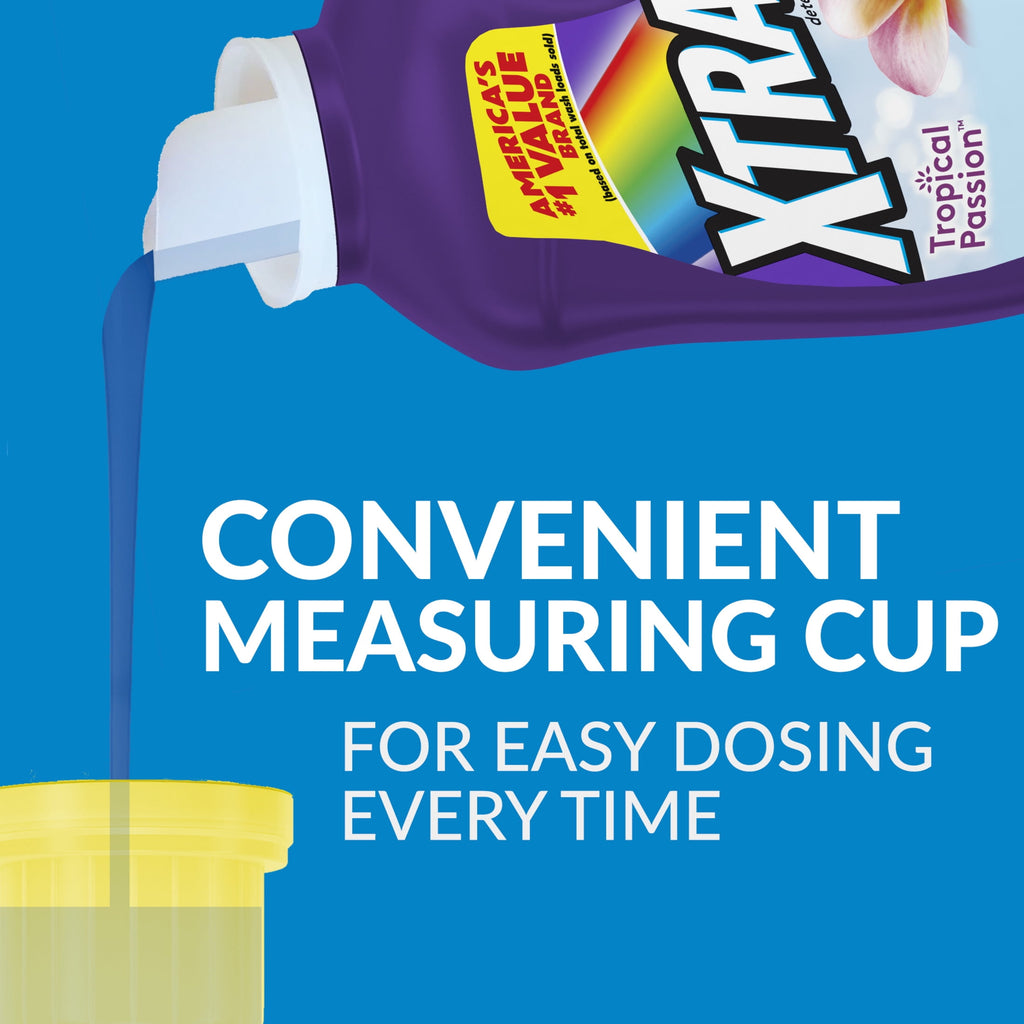 (4 pack) Xtra Tropical Passion, 84 Loads Liquid Laundry Detergent, 100.8 fl oz