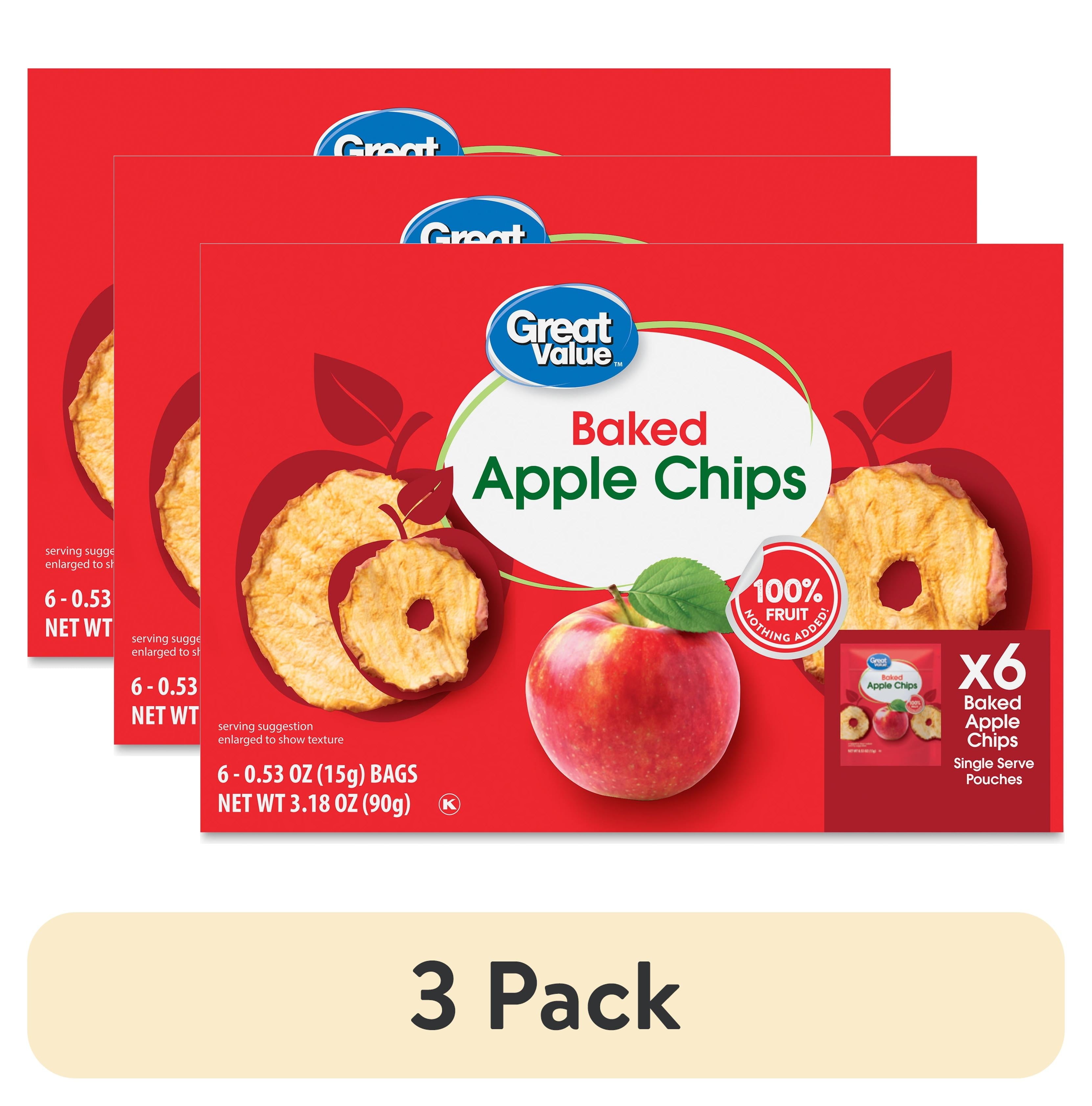Great Value Baked Apple Chips, 0.53 oz, 6 Count