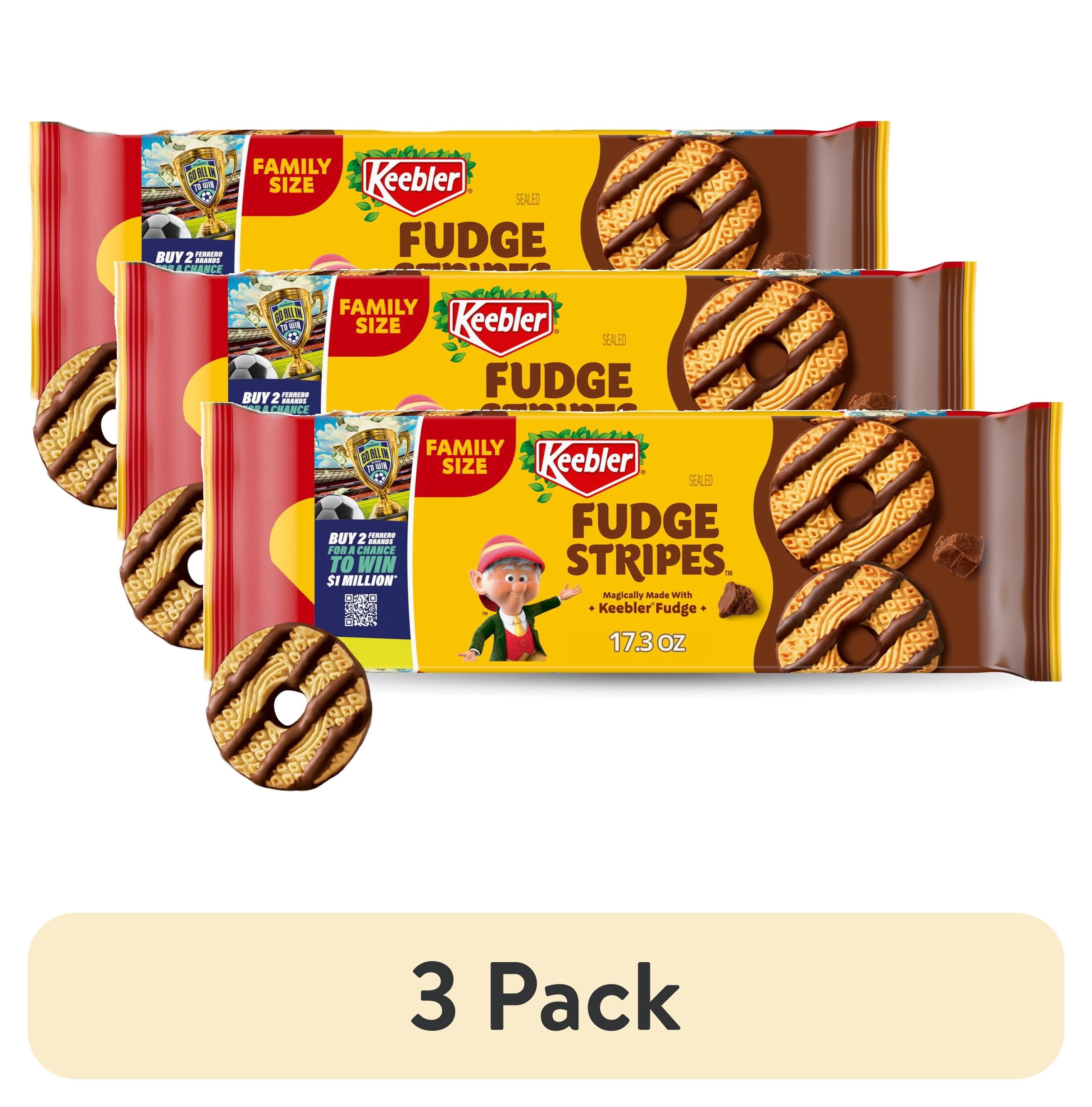 Keebler Fudge Stripes, Original Shortbread Cookies Coated in Keebler Fudge, Family Size 17.3 oz