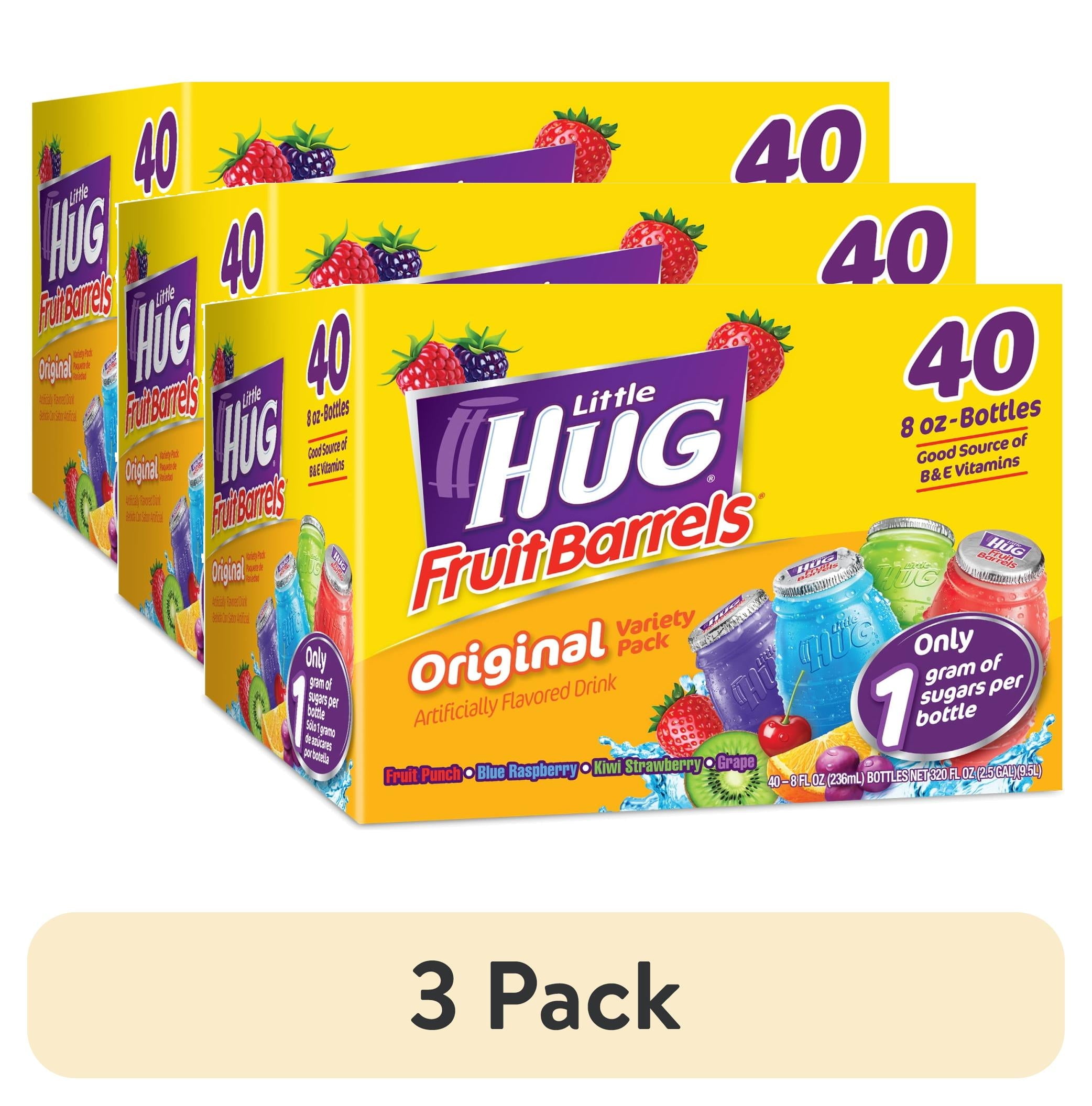 Little HUG Fruit Barrels, Original, Shelf Stable Kids Drinks Variety Pack, 40 Count, 8 fl oz Bottles