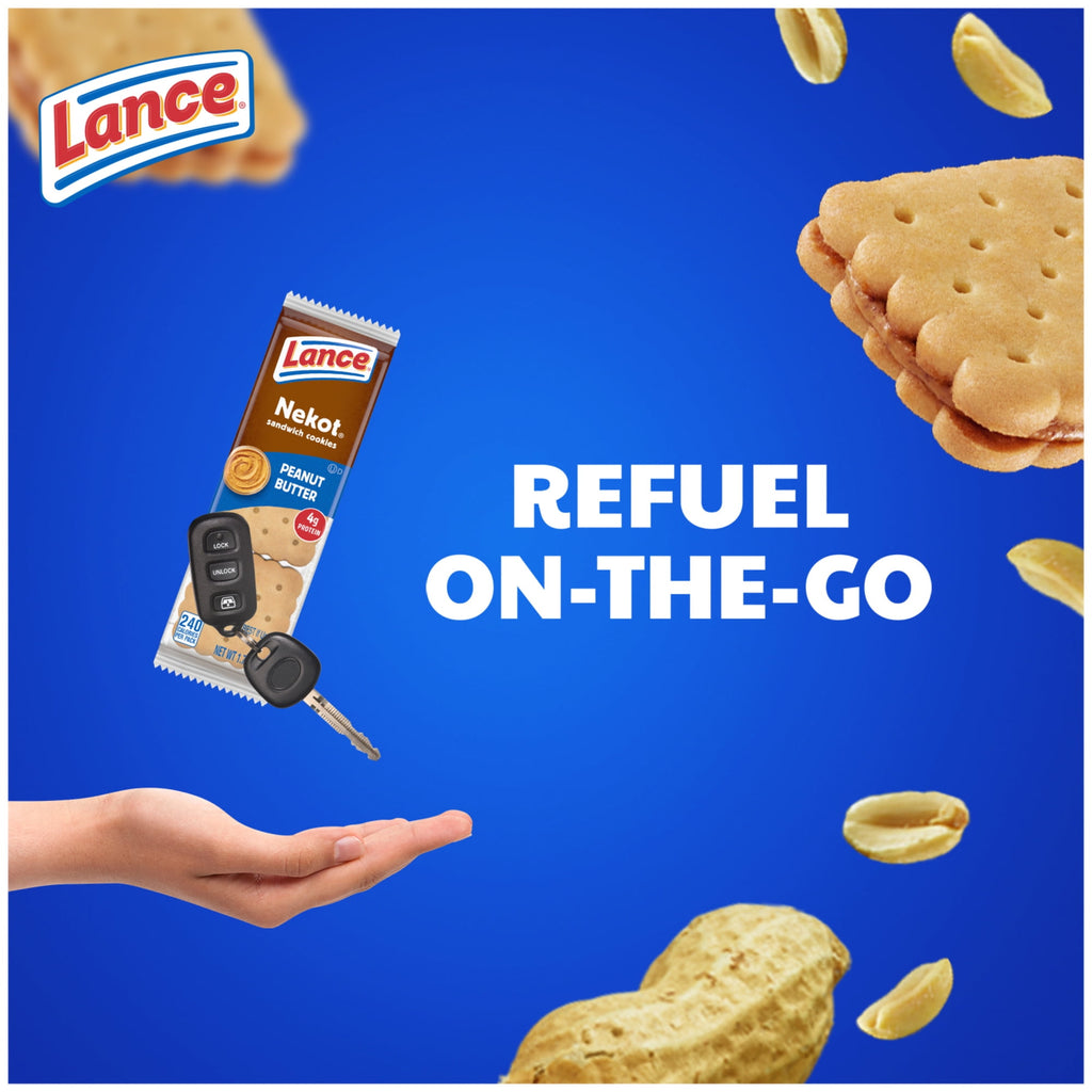 Lance Sandwich Cookies, Nekot Peanut Butter, 10 Individually Wrapped Packs, 6 Sandwiches Each