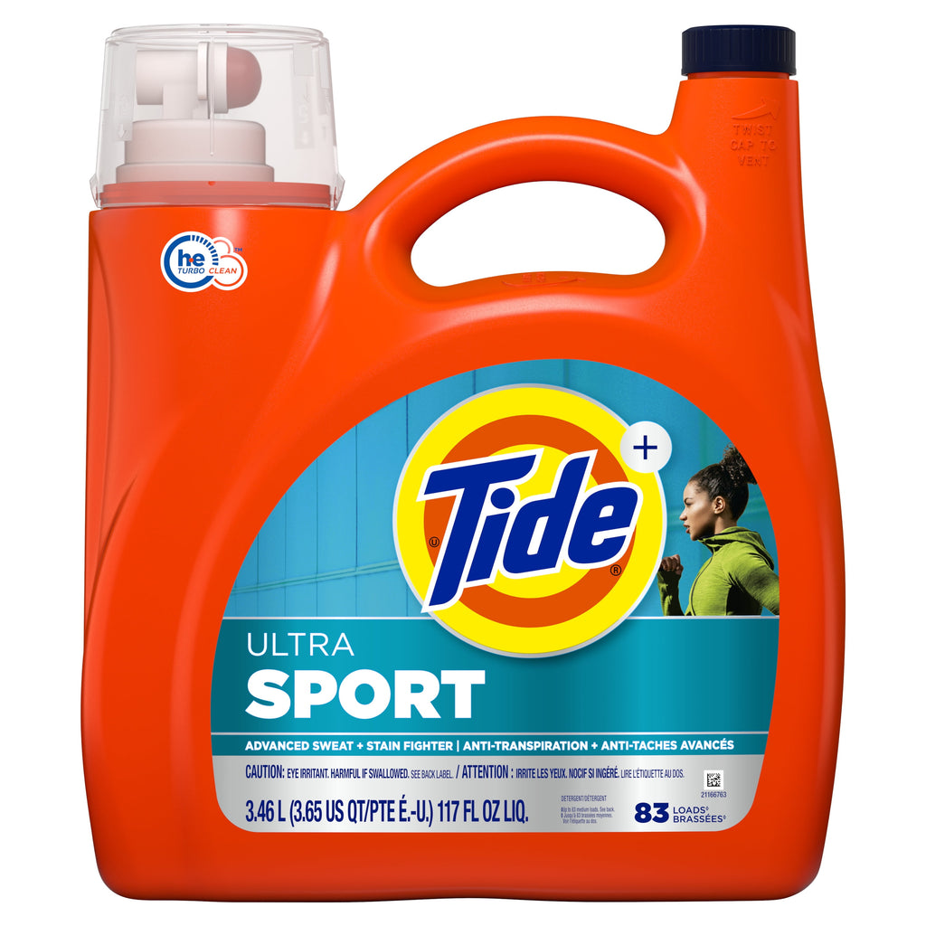 Tide Ultra Sport Liquid Laundry Detergent, Advanced Sweat and Stain Fighter, 117 fl oz, 83 Loads