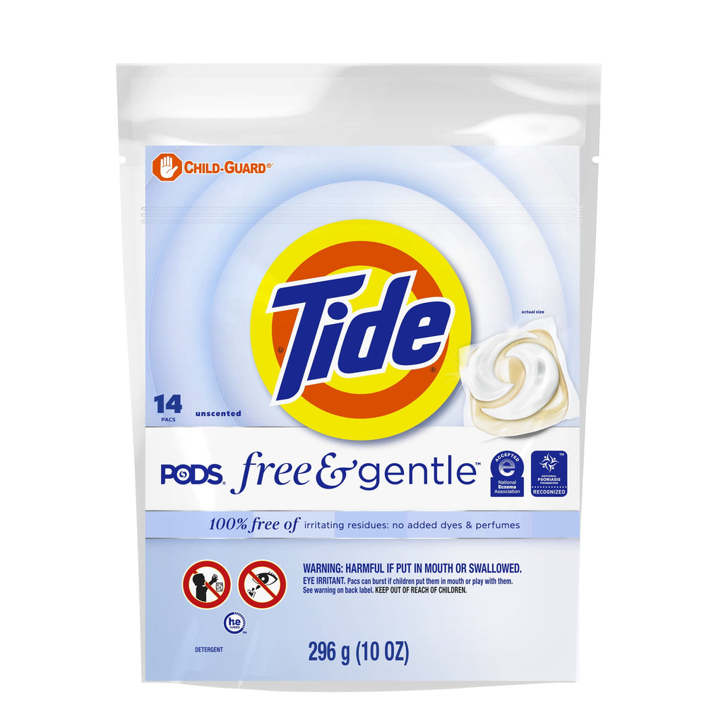 Tide PODS Free & Gentle laundry detergent, 102 ct, Trusted, gentle laundry detergent pods, 100% free of irritating residues: no added dyes and perfumes
