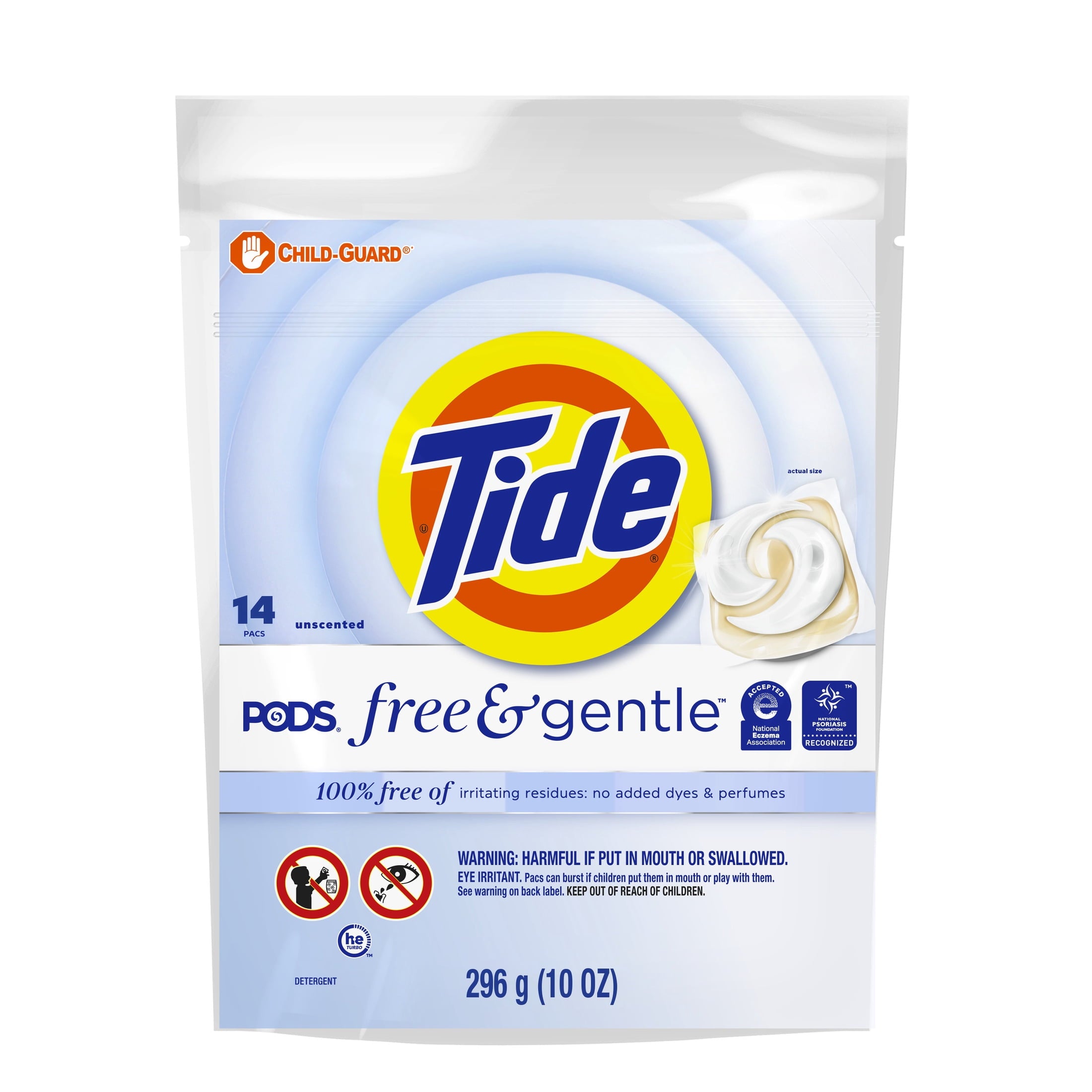 Tide PODS Free & Gentle laundry detergent, 102 ct, Trusted, gentle laundry detergent pods, 100% free of irritating residues: no added dyes and perfumes
