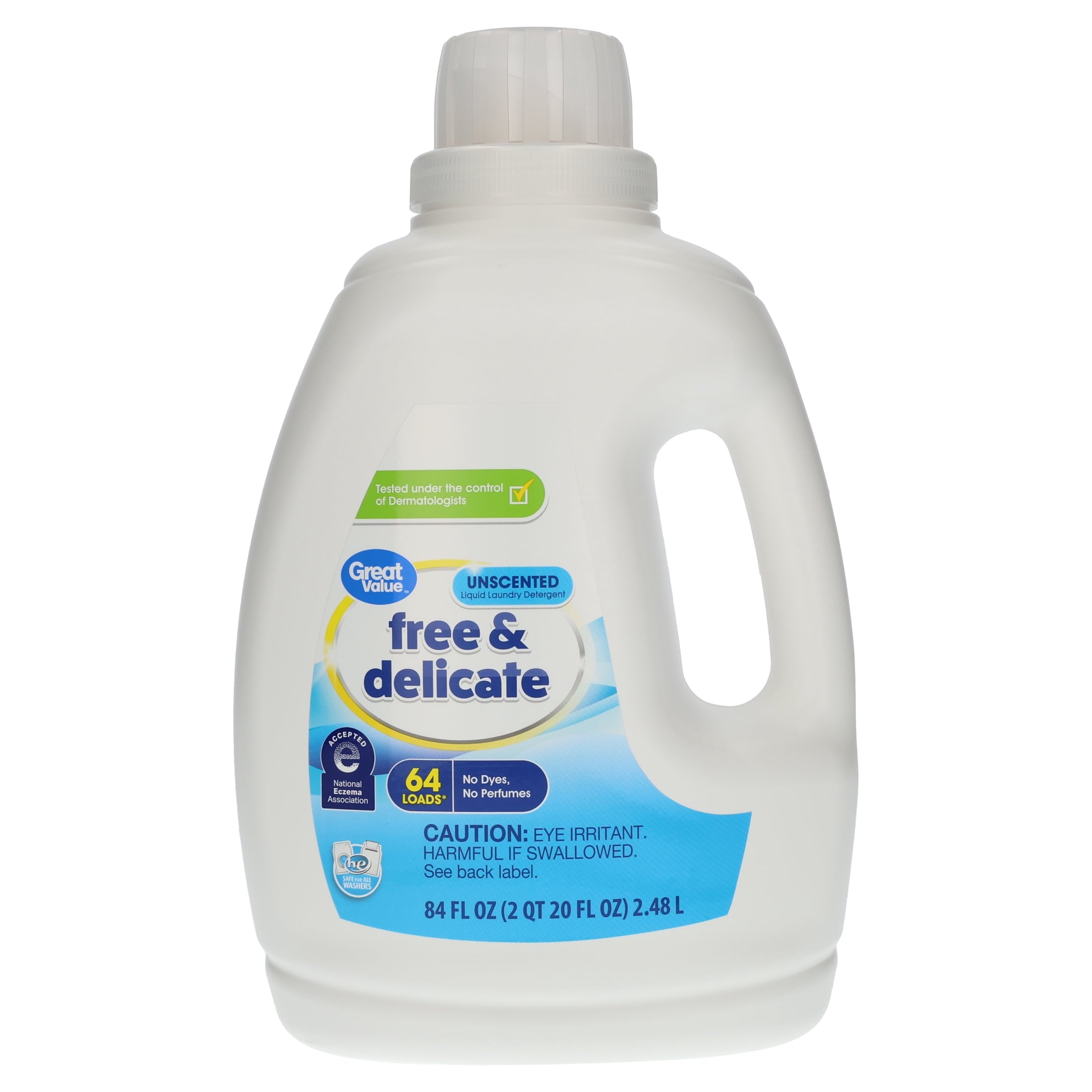 Great Value Free & Delicate Liquid Laundry Detergent, Unscented, 84 fl oz, 64 Loads