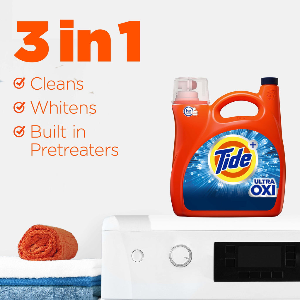 Tide Ultra Oxi Liquid Laundry Detergent, HE Compatible, 84 fl oz, 59 Loads