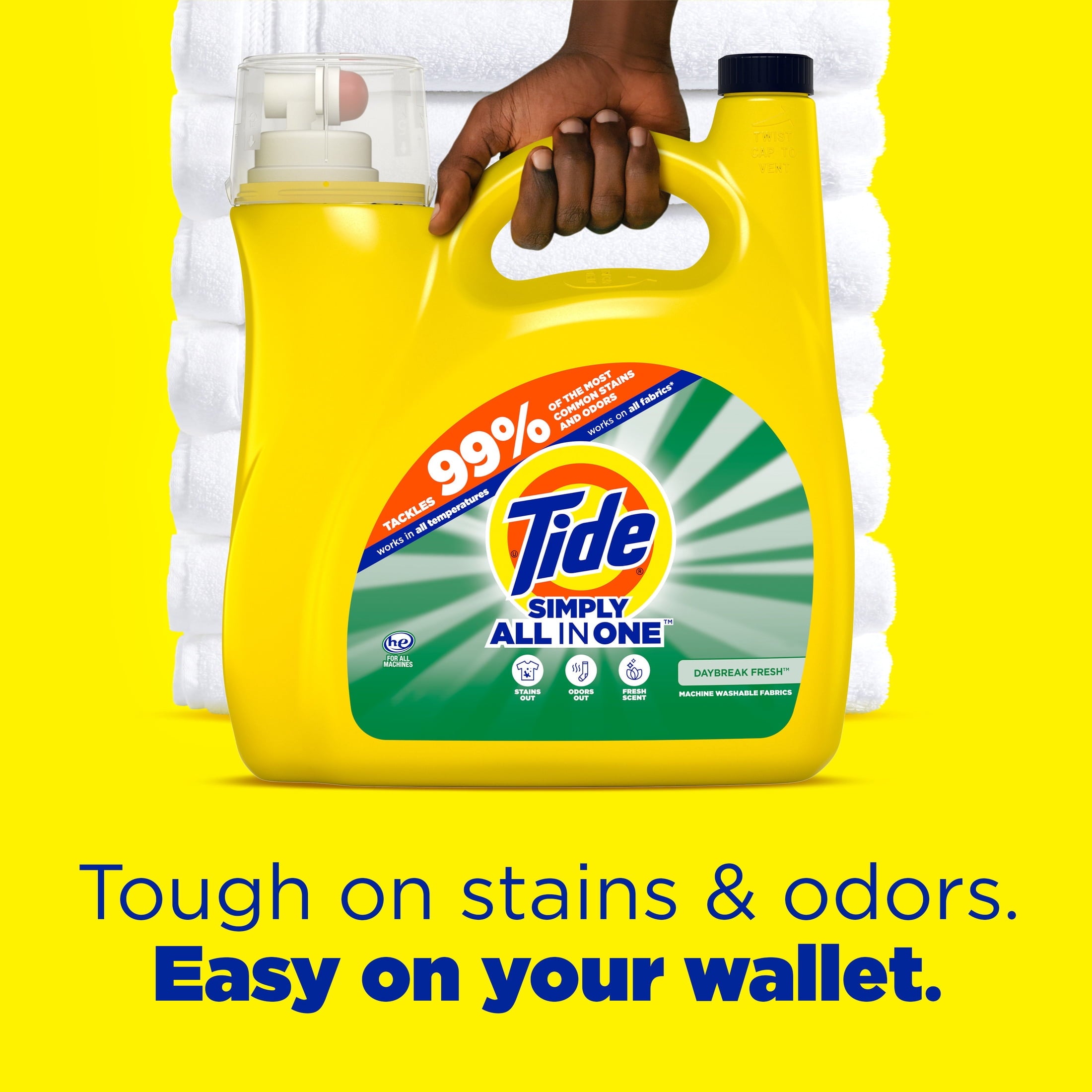 Tide Simply Liquid Laundry Detergent, Daybreak Fresh Scent, 85 Loads, 107 fl oz, All-In-One Detergent