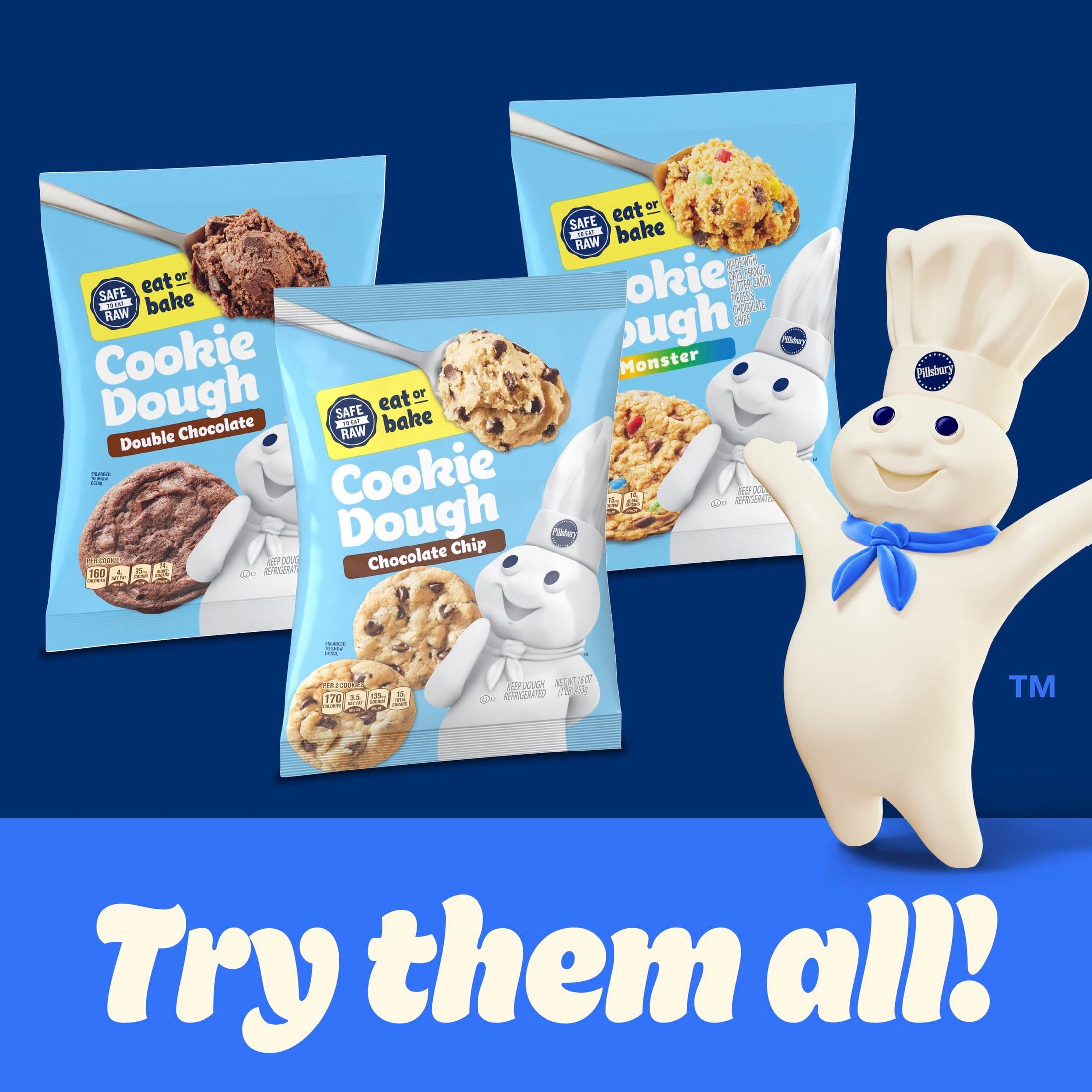 Pillsbury Ready to Bake Chocolate Chip Cookie Dough, Makes 24 Cookies, 16 oz