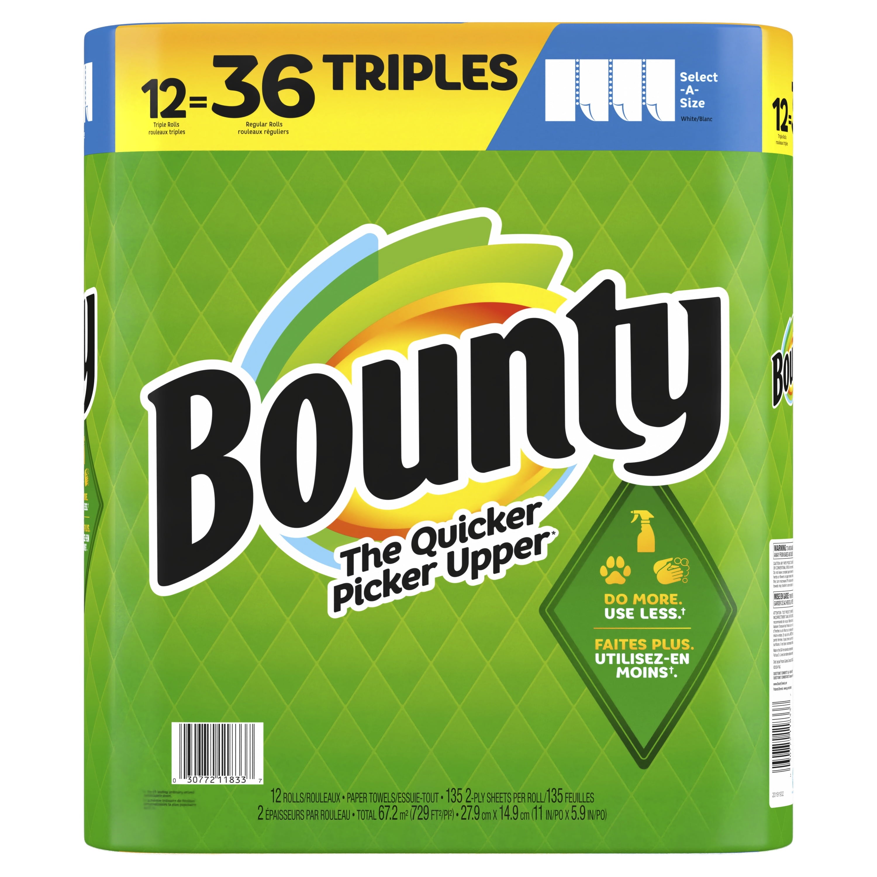 Bounty Paper Towels Select-A-Size, 12 Triple Rolls