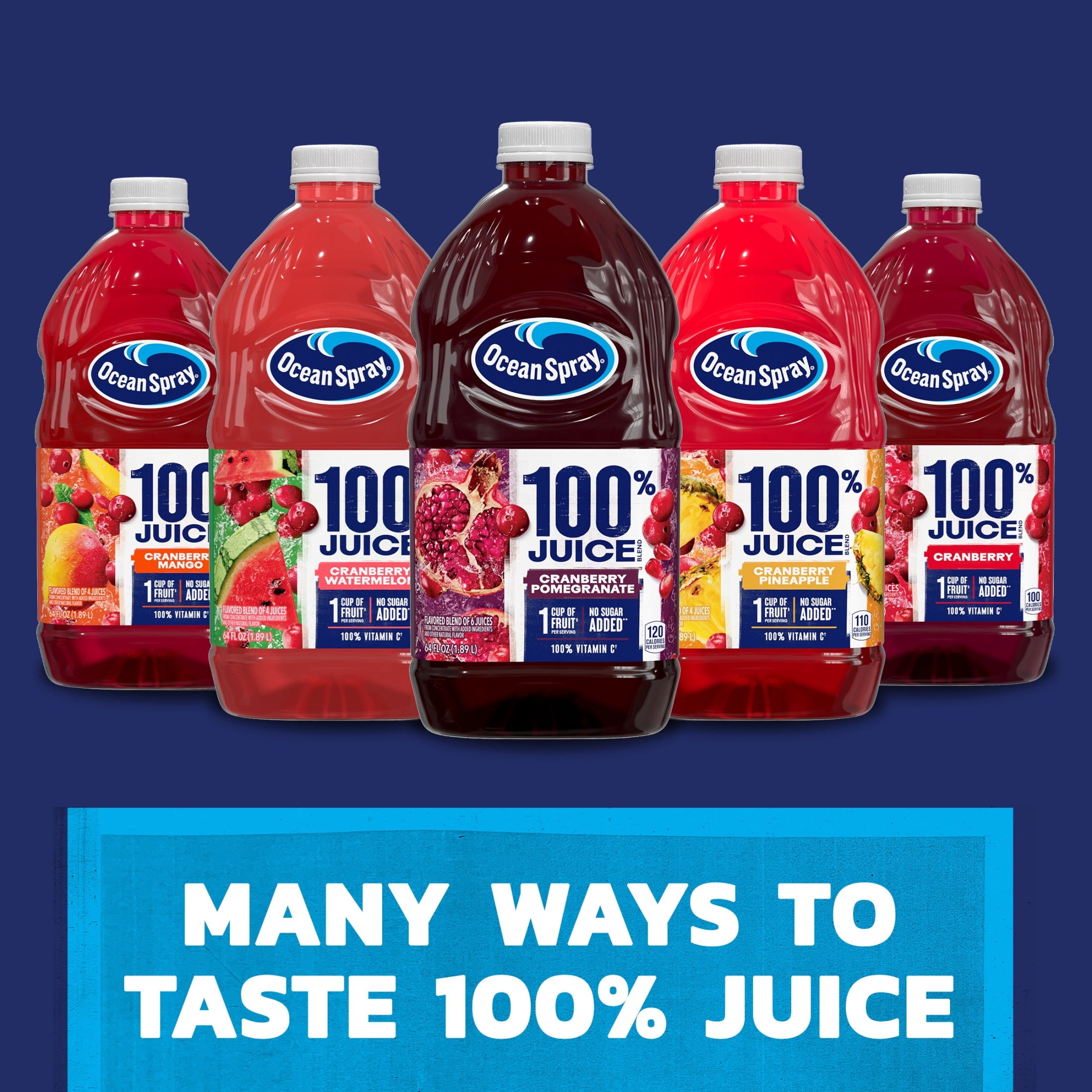 Ocean Spray® 100% Juice Cranberry Juice Blend, 64 fl oz Bottle