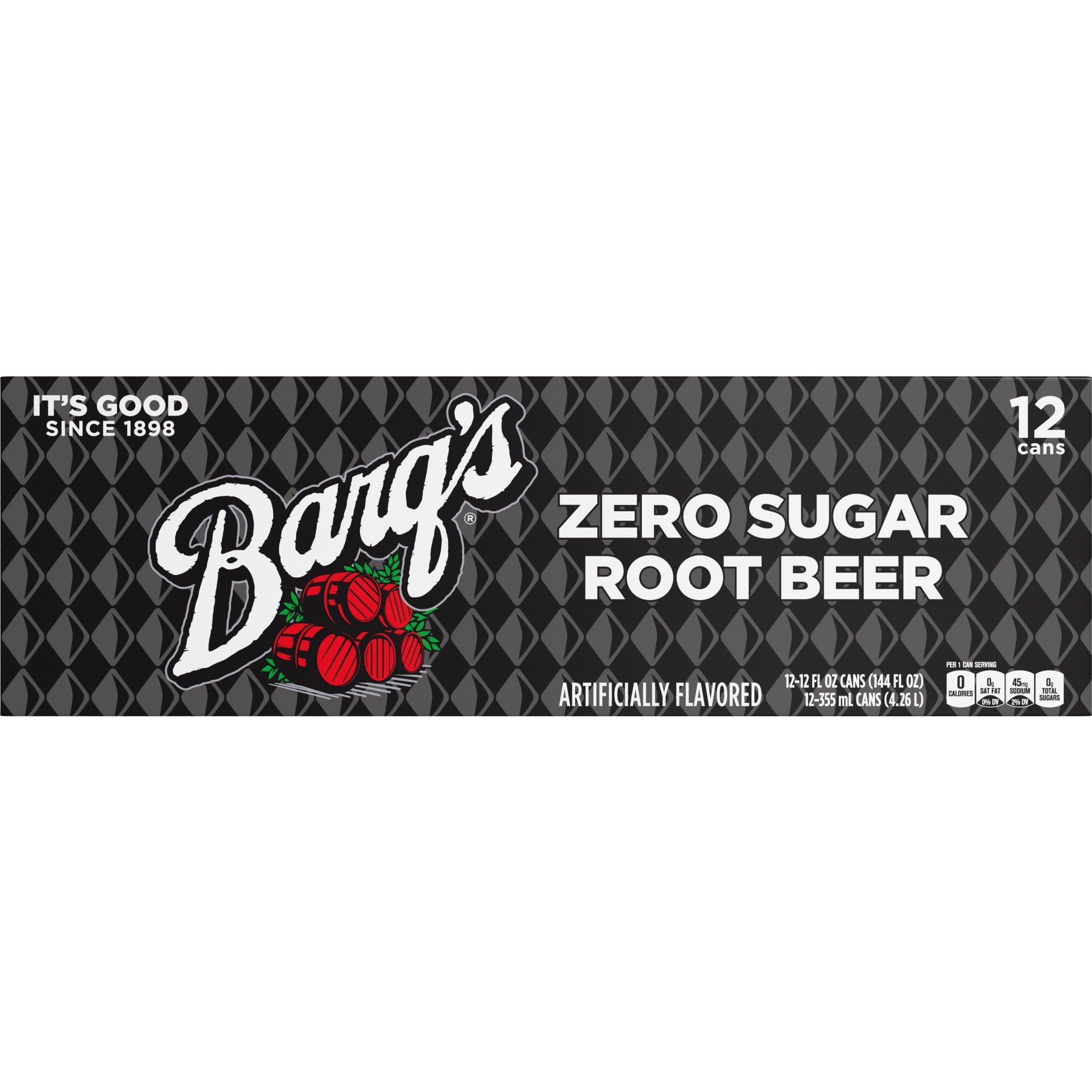 Barq's Zero Sugar Root Beer Soda Pop Fridge Pack Cans, 12 fl oz, 12 Pack