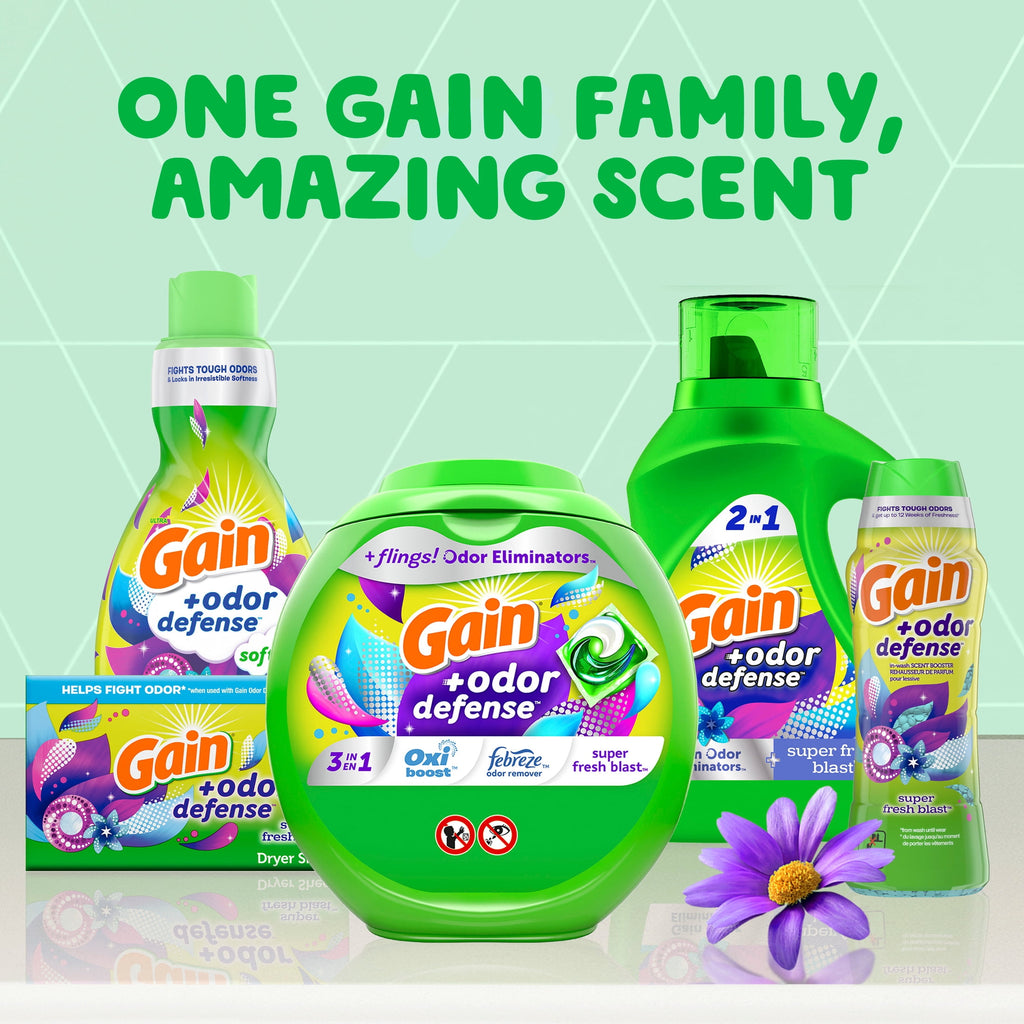Gain Liquid Laundry Detergent Odor Defense, Super Fresh Blast Scent, 194 fl oz, 134 Loads