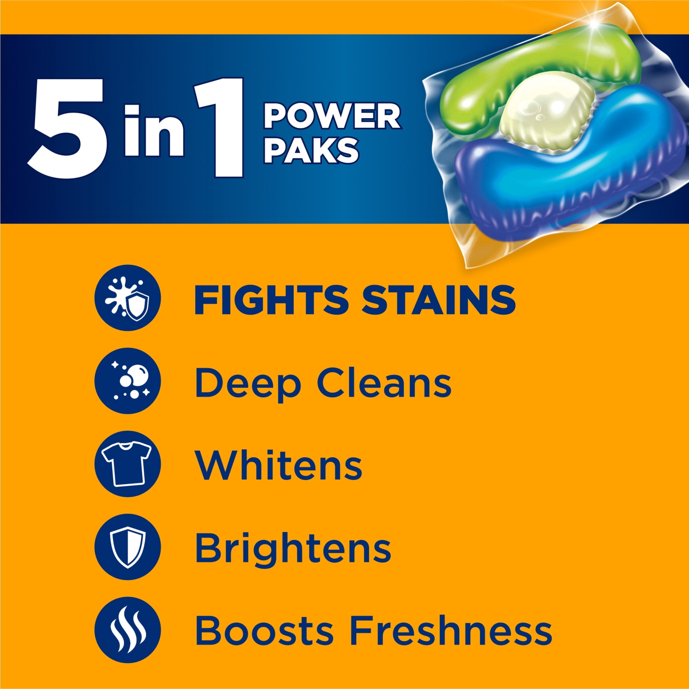 ARM & HAMMER Plus OxiClean 5-in-1 Laundry Detergent Paks, Fresh Scent, 42 Count