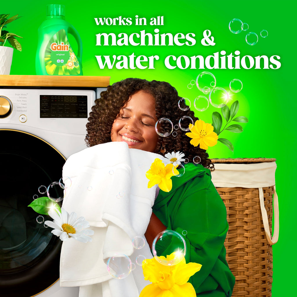 Gain Laundry Detergent Liquid, Now with Odor Defense, Original Scent, 81 fl oz, 61 Loads