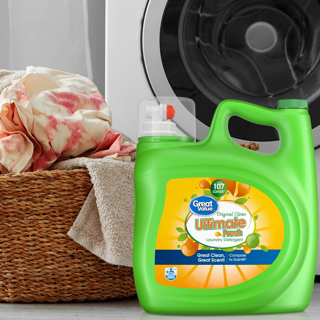 Great Value Ultimate Fresh Laundry Detergent, Original Clean, 154 fl oz, 107 Loads
