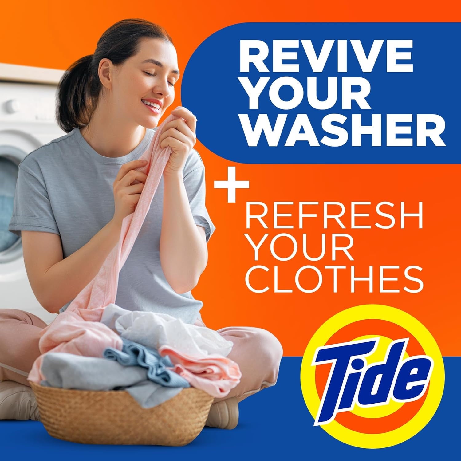 Tide Washing Machine Cleaner with Oxi Powder, Odor Eliminator and Washer Residue Remover, 5 Count